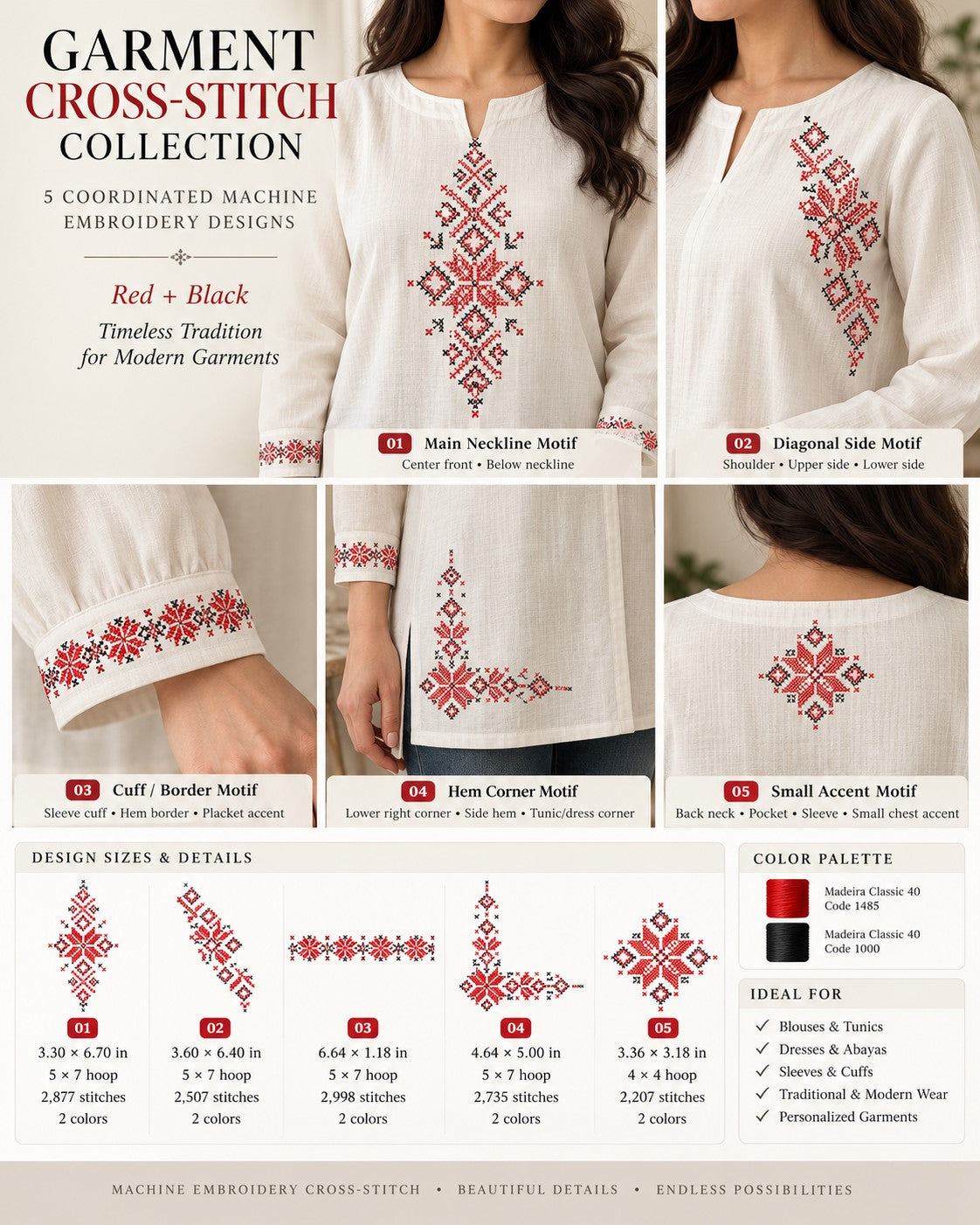 Traditional Cross Stitch Garment Embroidery Set