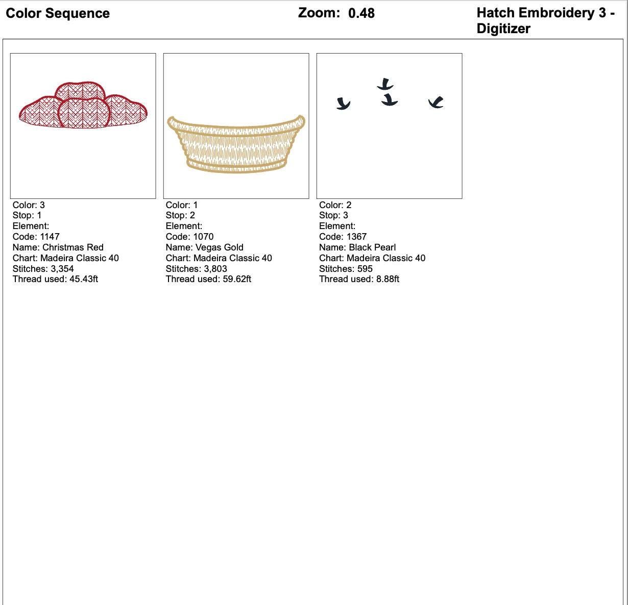 close-up preview of Apple Basket Motif Fill Machine Embroidery Design