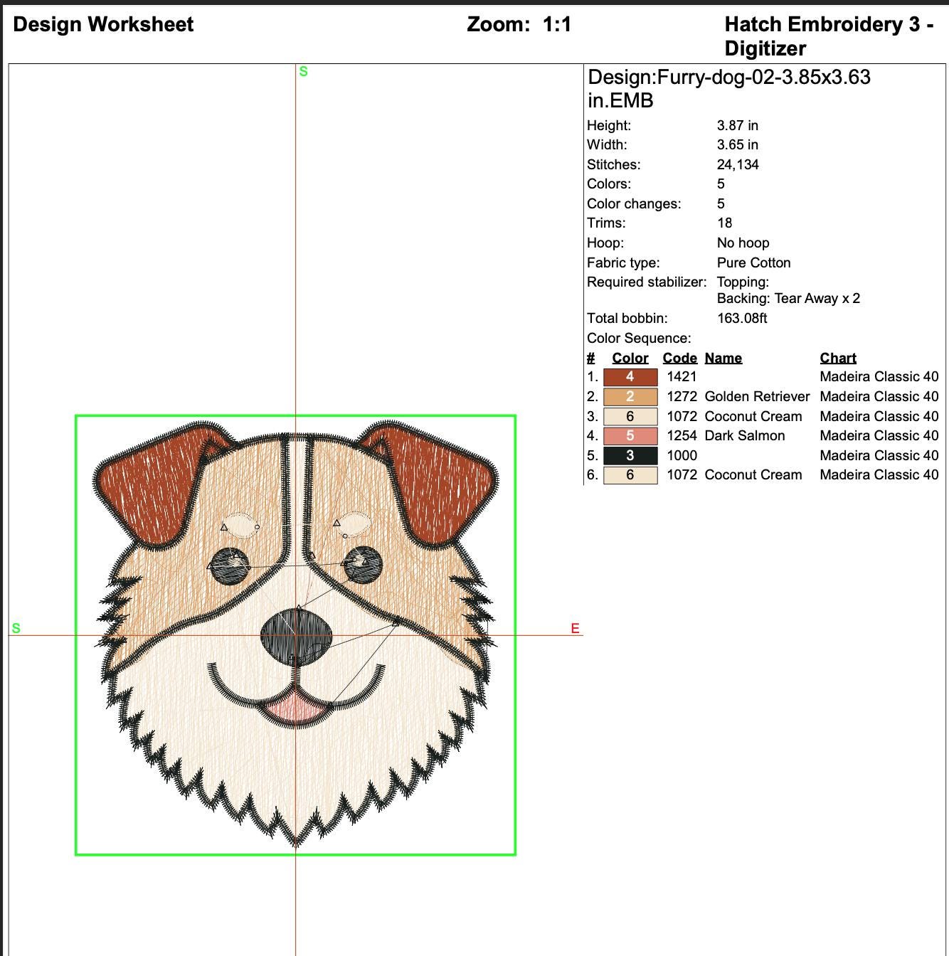 close-up preview of Australian Shepherd Machine Embroidery Design