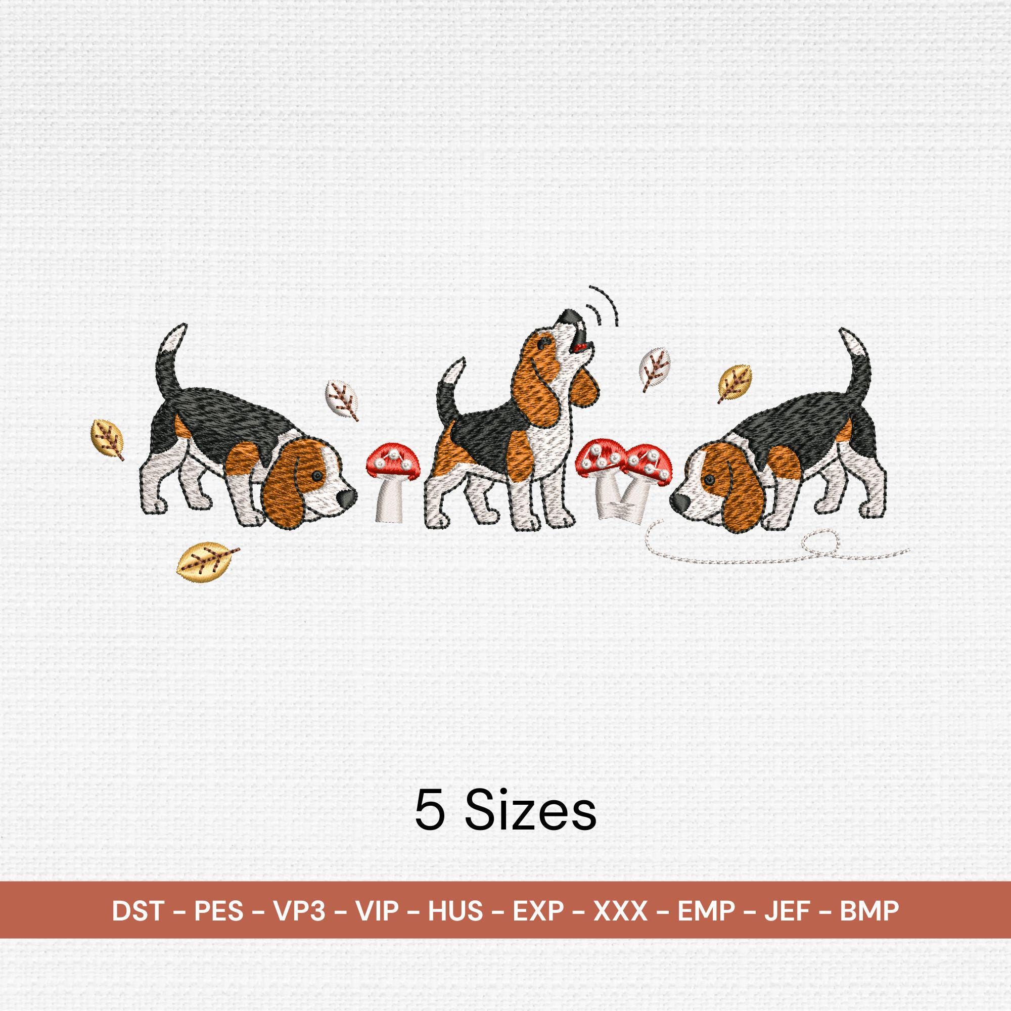 size chart for Baying Beagle Dog Machine Embroidery Design