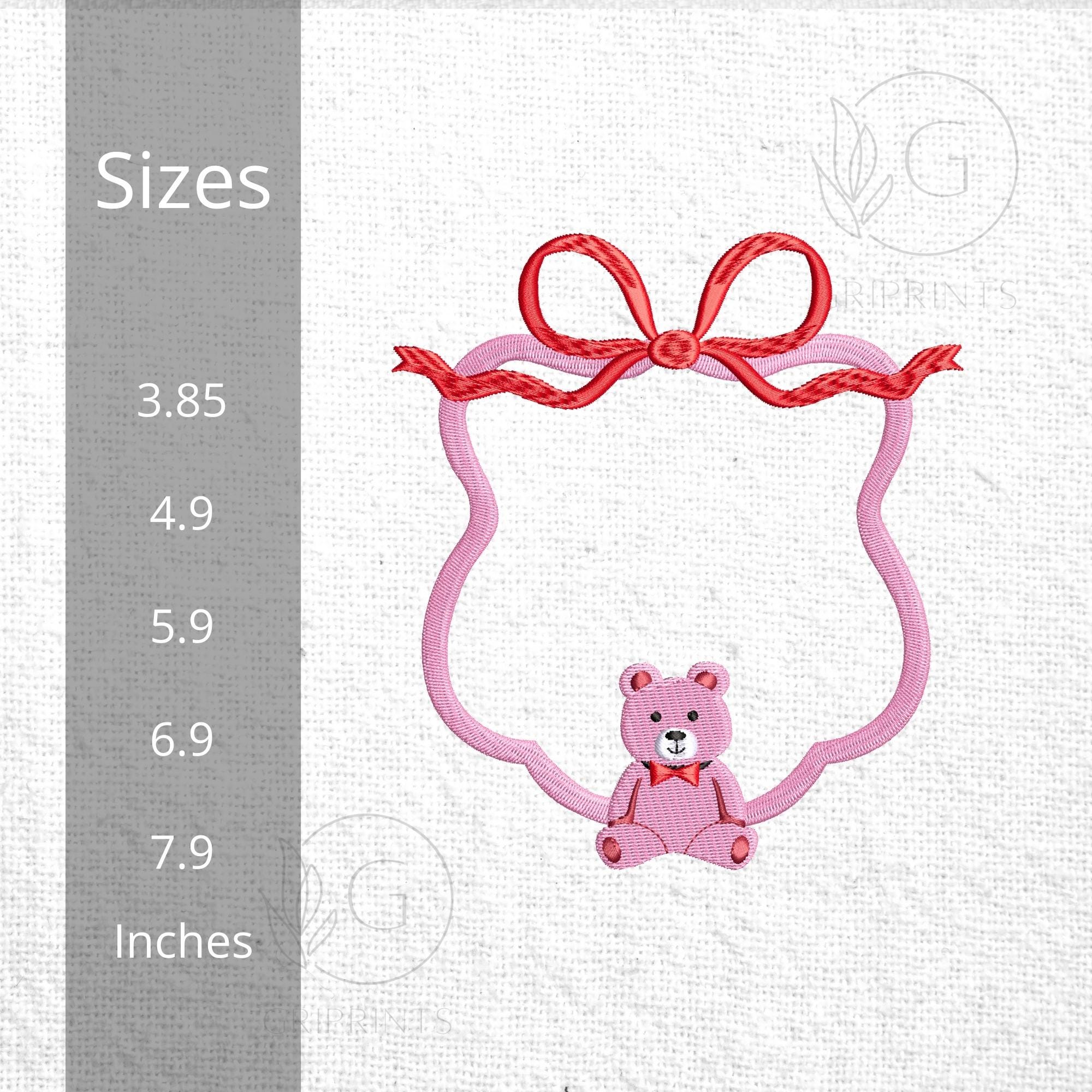 size chart for Bear Wreath Nursery Embroidery