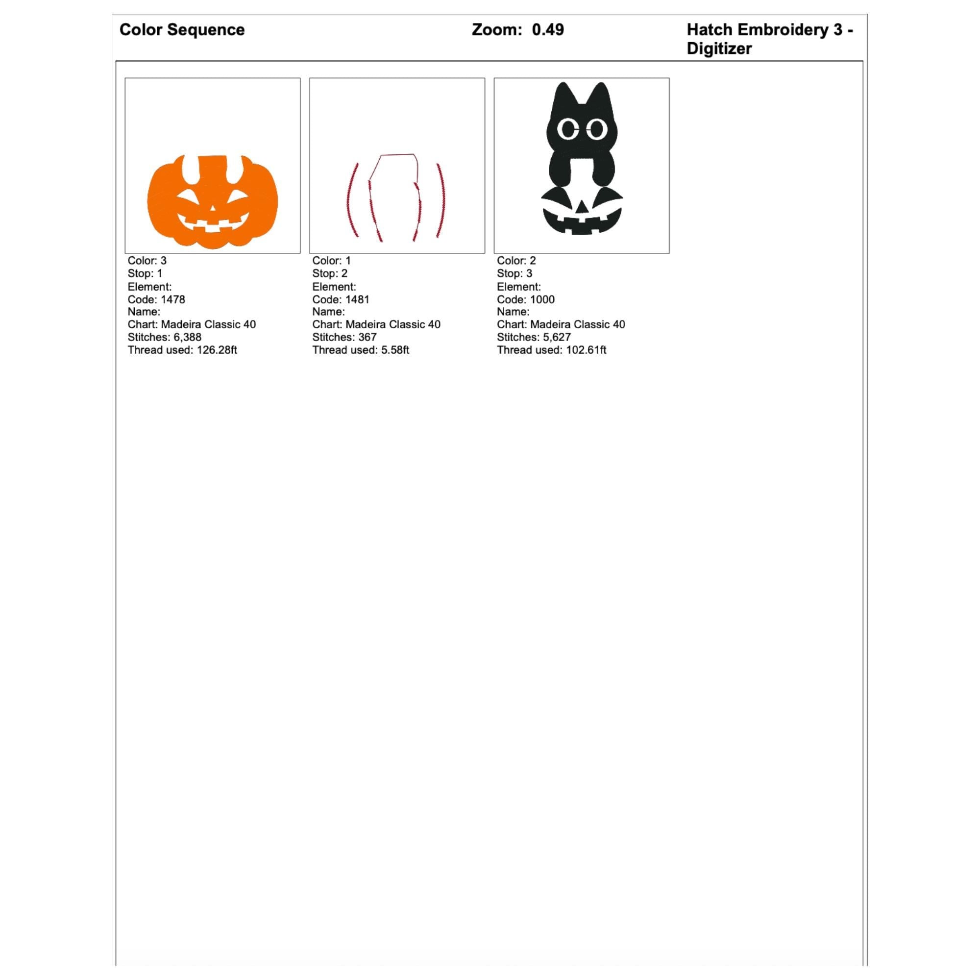 Black Cat on Pumkin Halloween Embroidery mockup preview 10