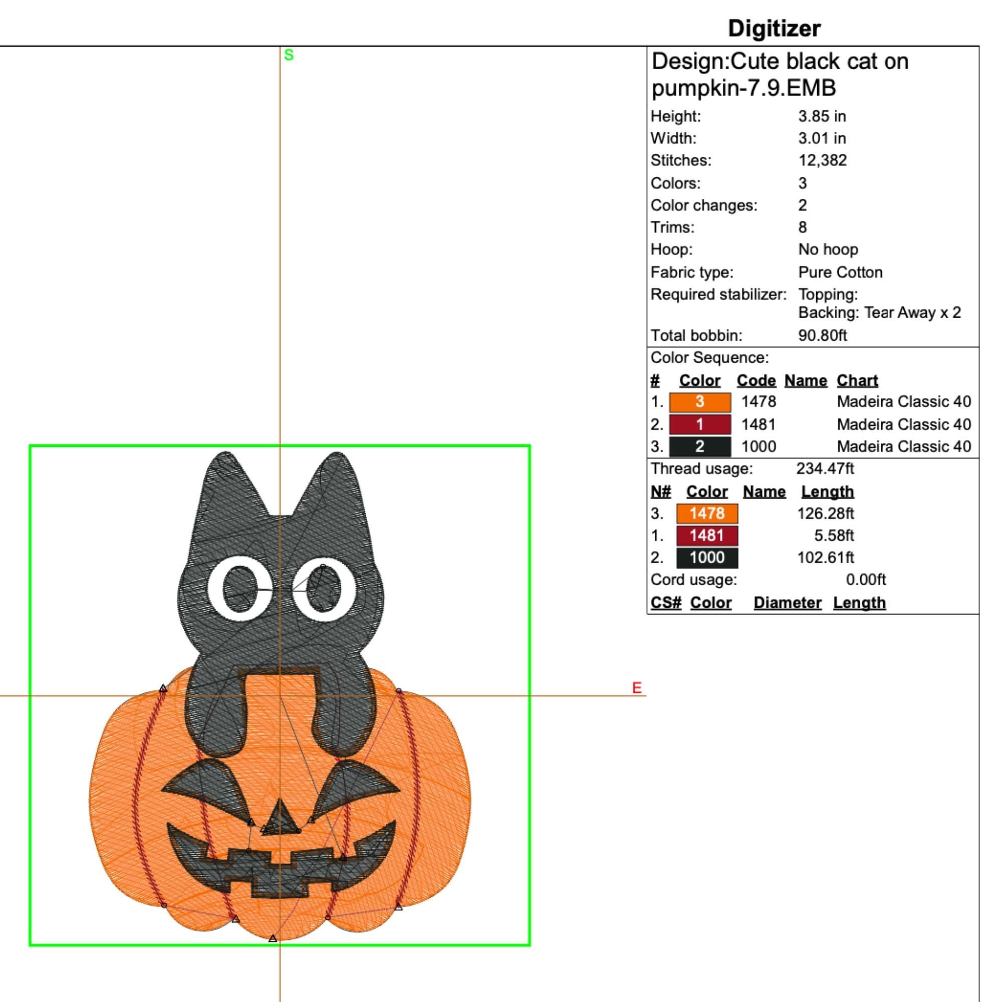 Black Cat on Pumkin Halloween Embroidery mockup preview 9