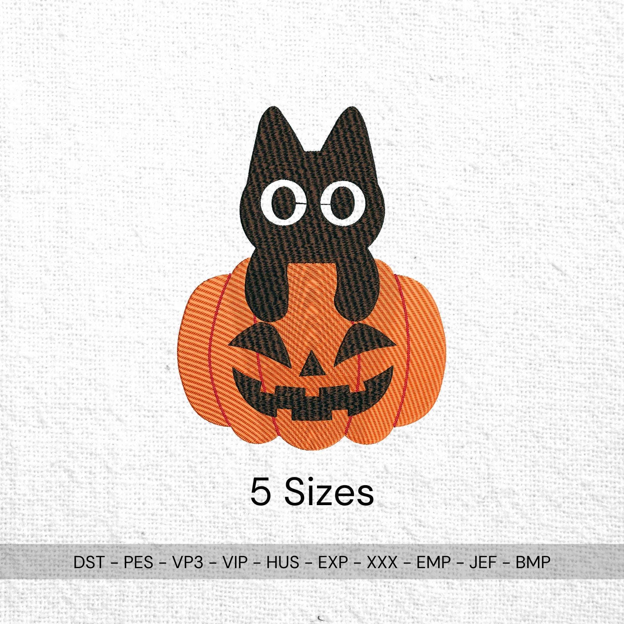size chart for Black Cat on Pumkin Halloween Embroidery
