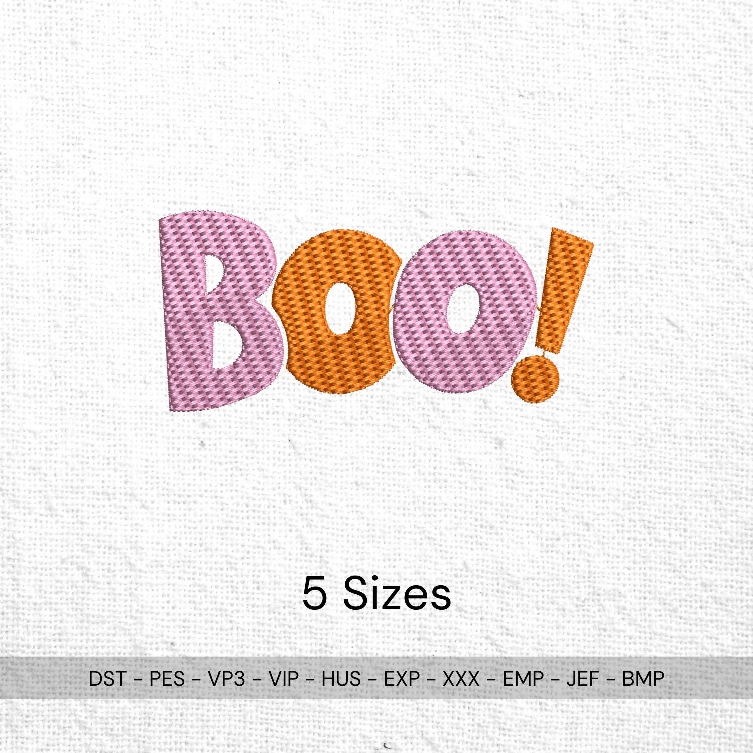 size chart for Boo Word Art Halloween Embroidery