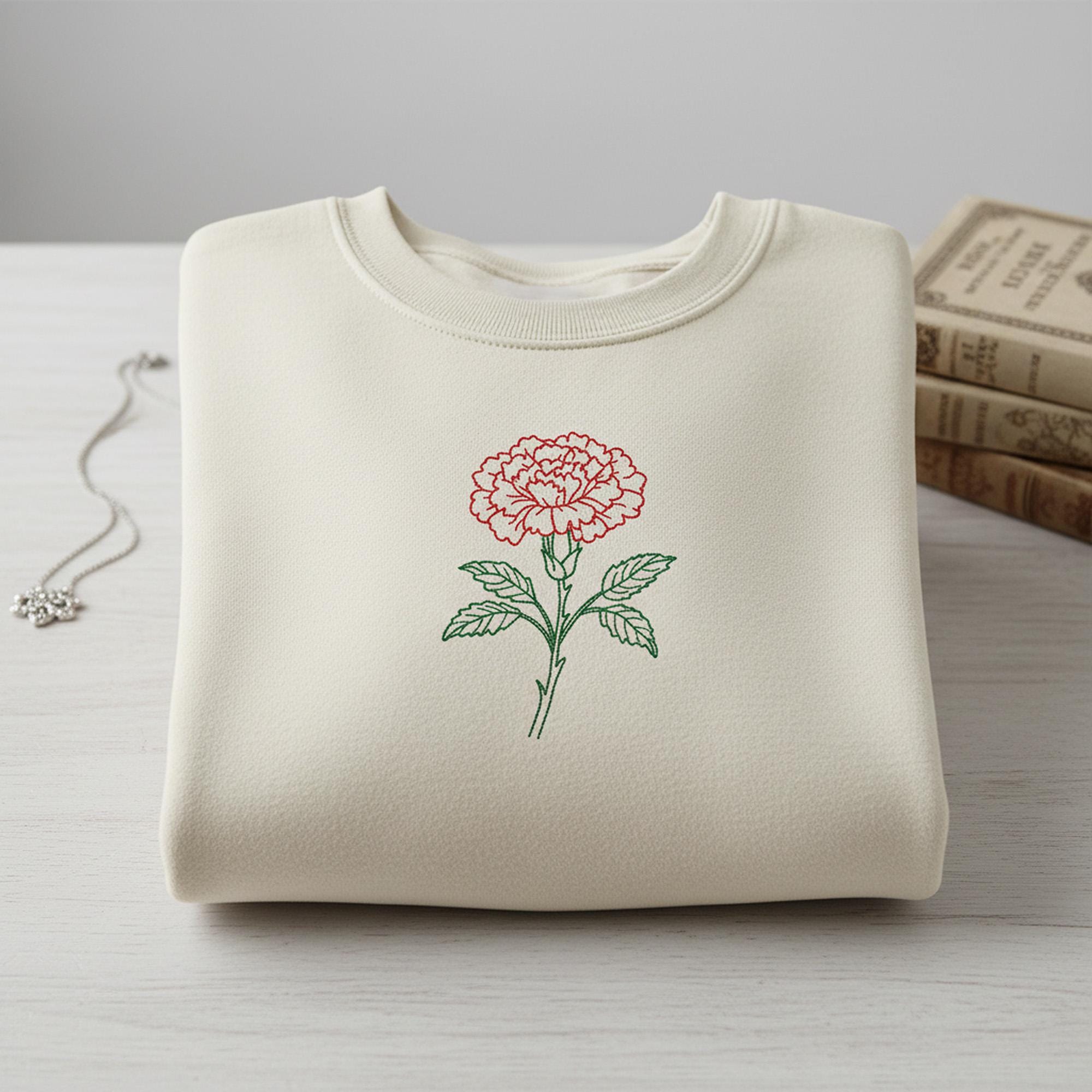 Carnation Outline Flower Machine Embroidery Design main preview