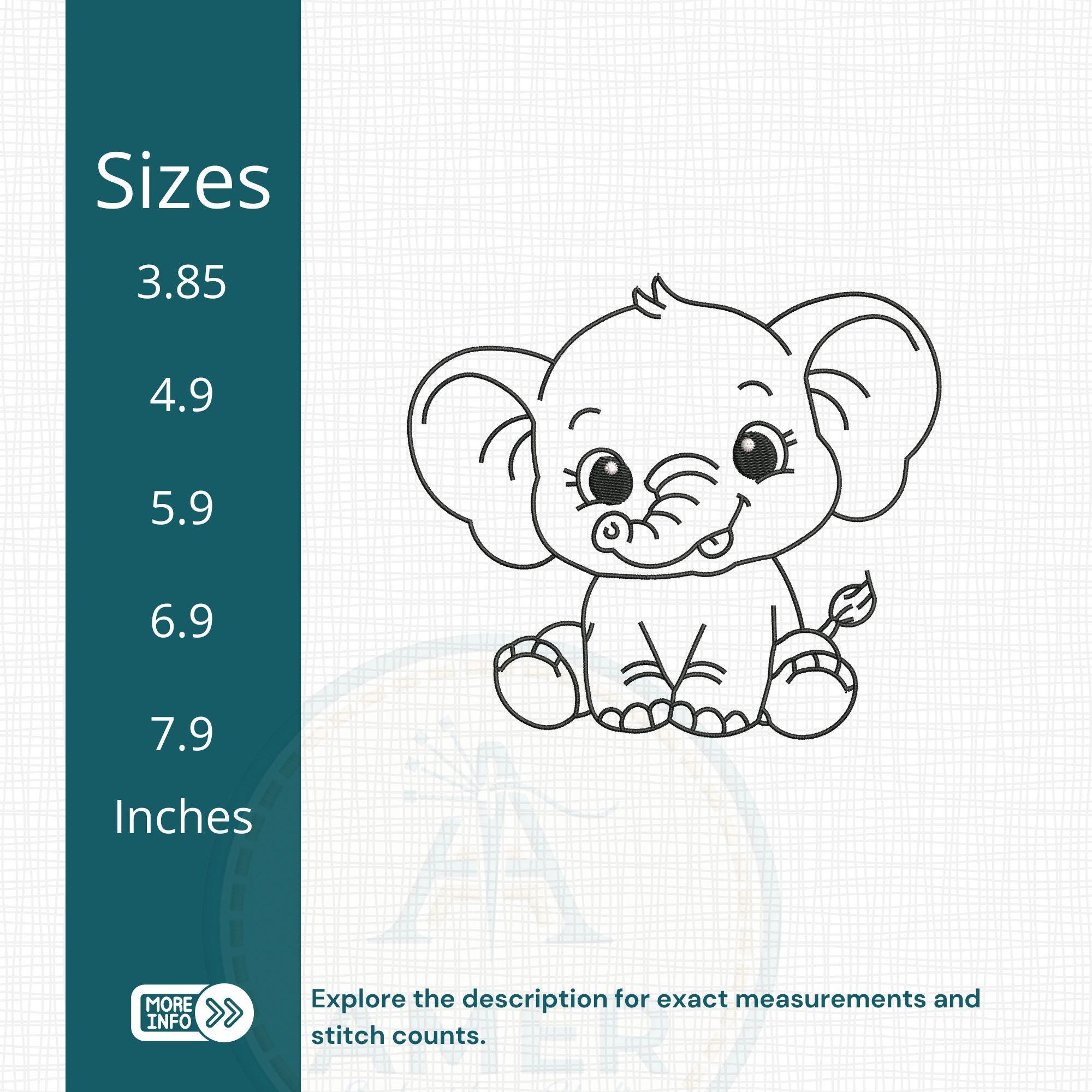 Cartoon Baby Elephant Machine Embroidery Design mockup preview 8