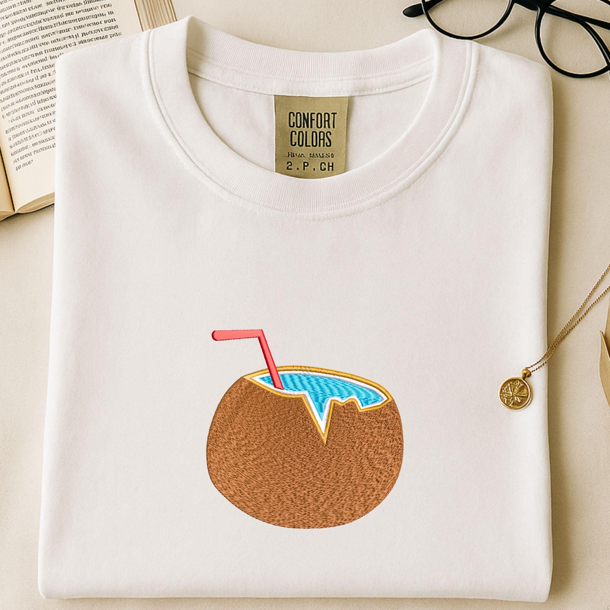 Coconut Drink Tropical Embroidery main preview