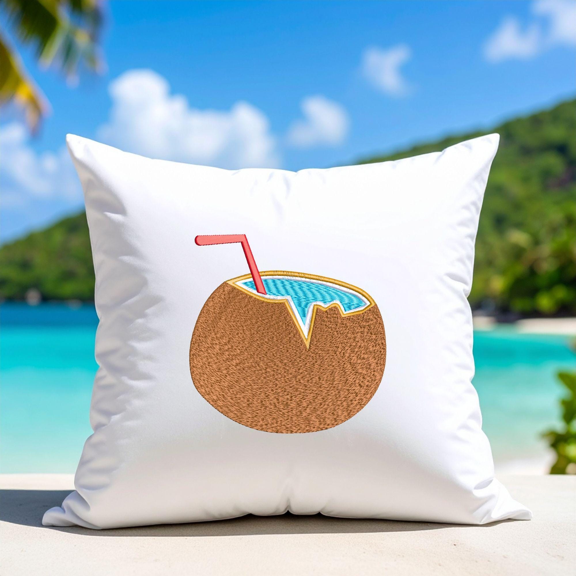 Coconut Drink Tropical Embroidery mockup preview 3