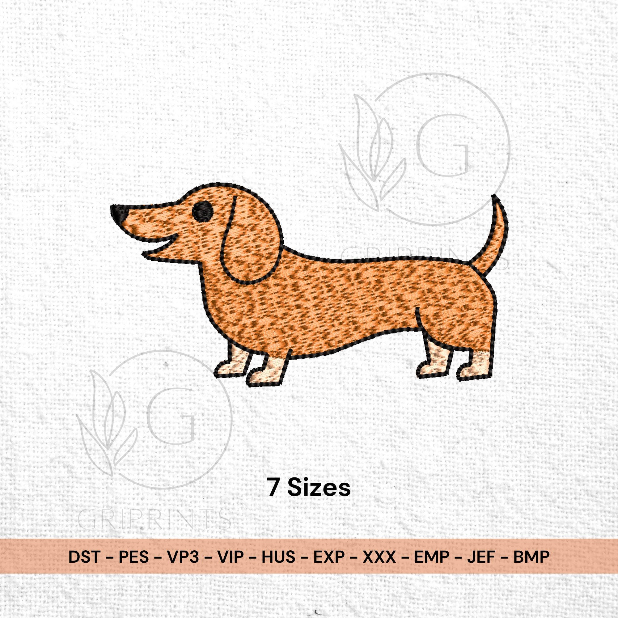 size chart for Dachshund Machine Embroidery Design