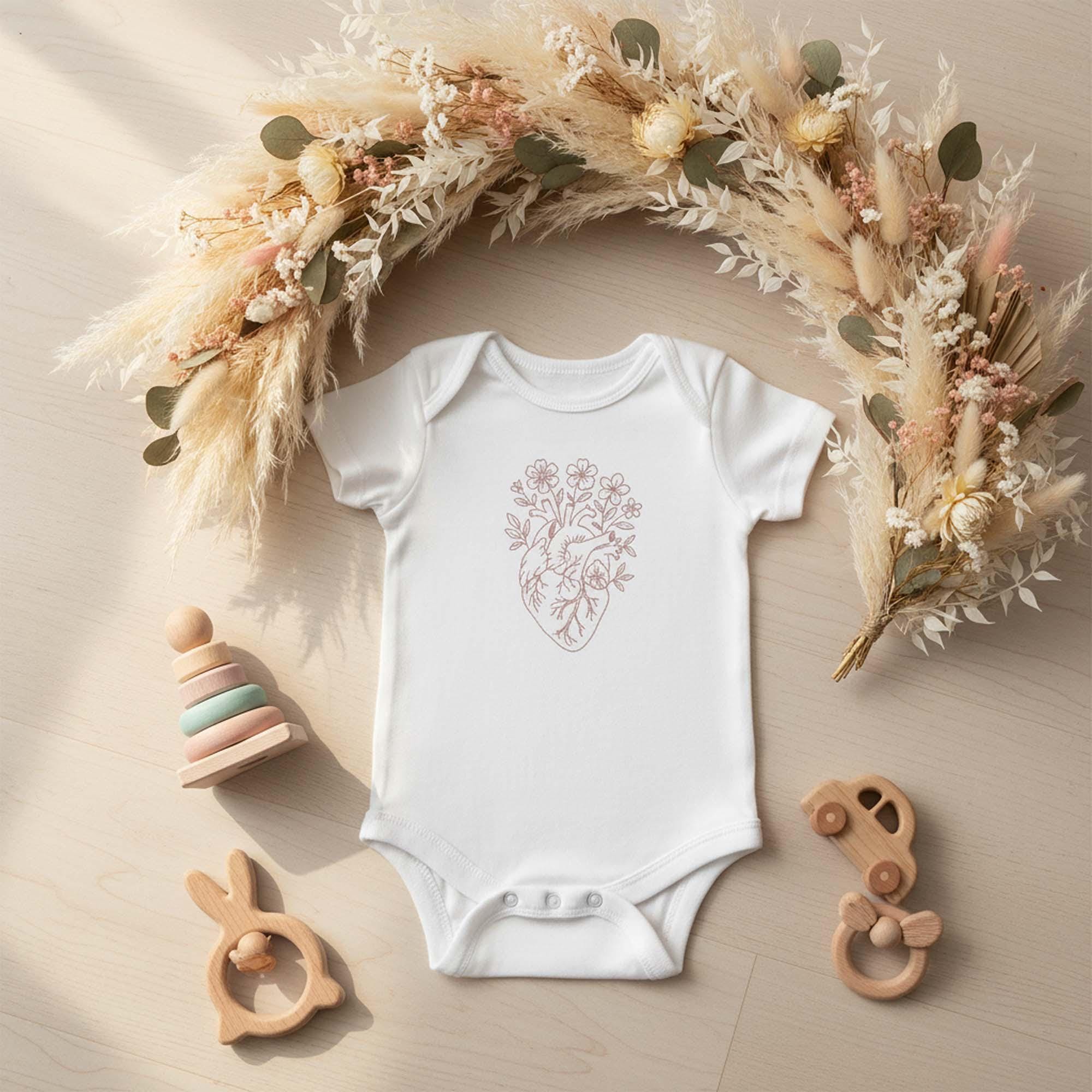 Floral Anatomical Heart Machine Embroidery Design worksheet