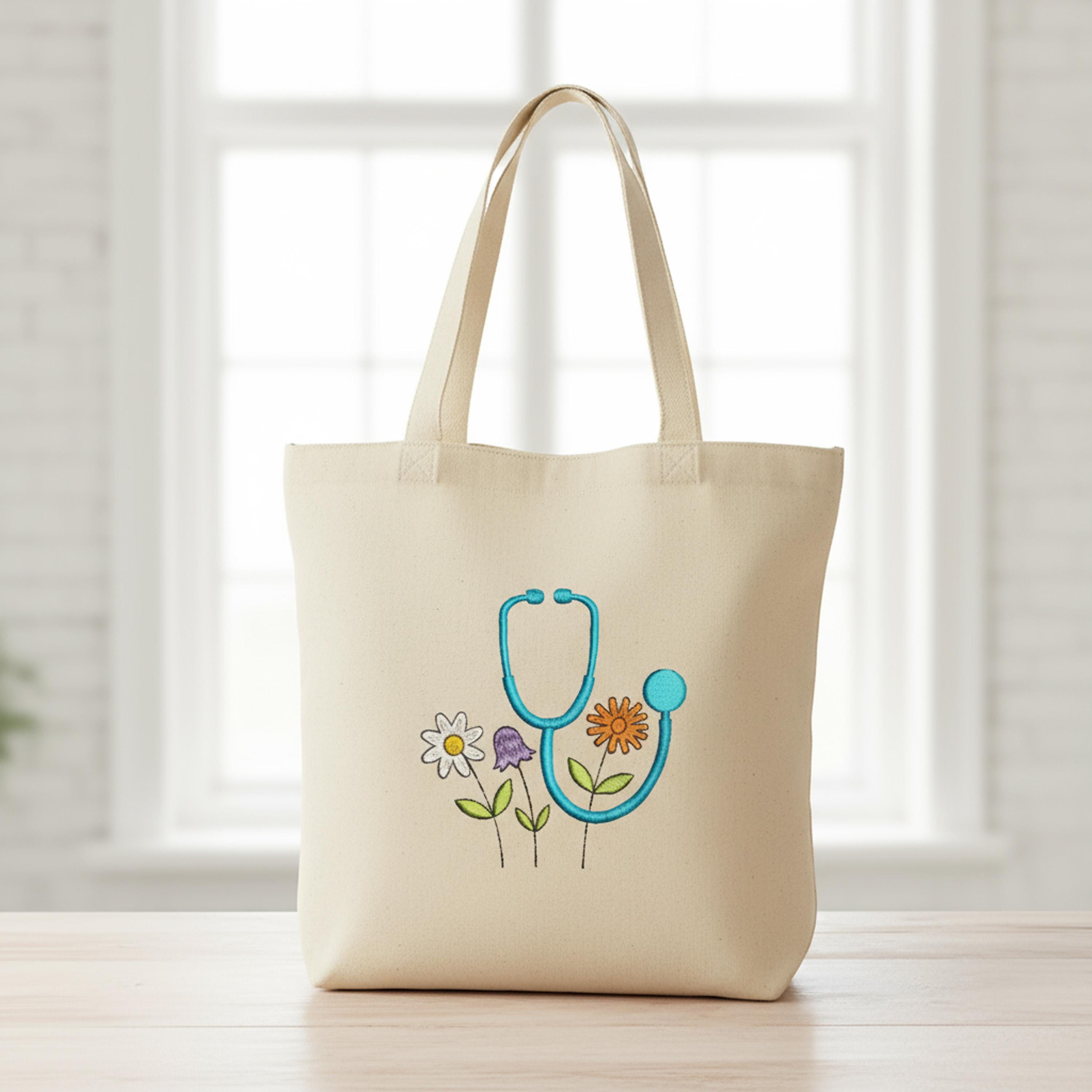close-up preview of Floral Stethoscope Machine Embroidery Design