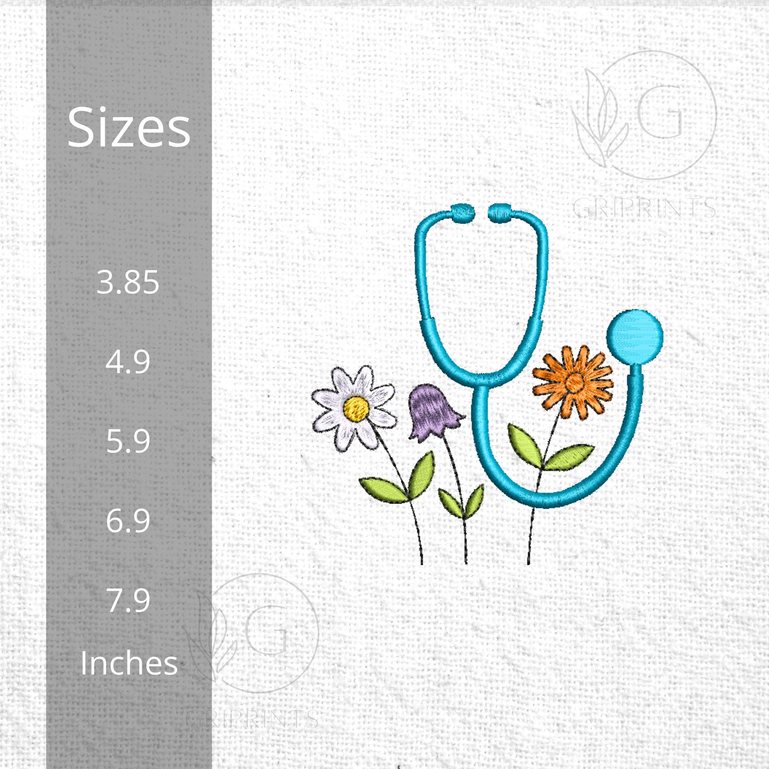 Floral Stethoscope Machine Embroidery Design mockup preview 2