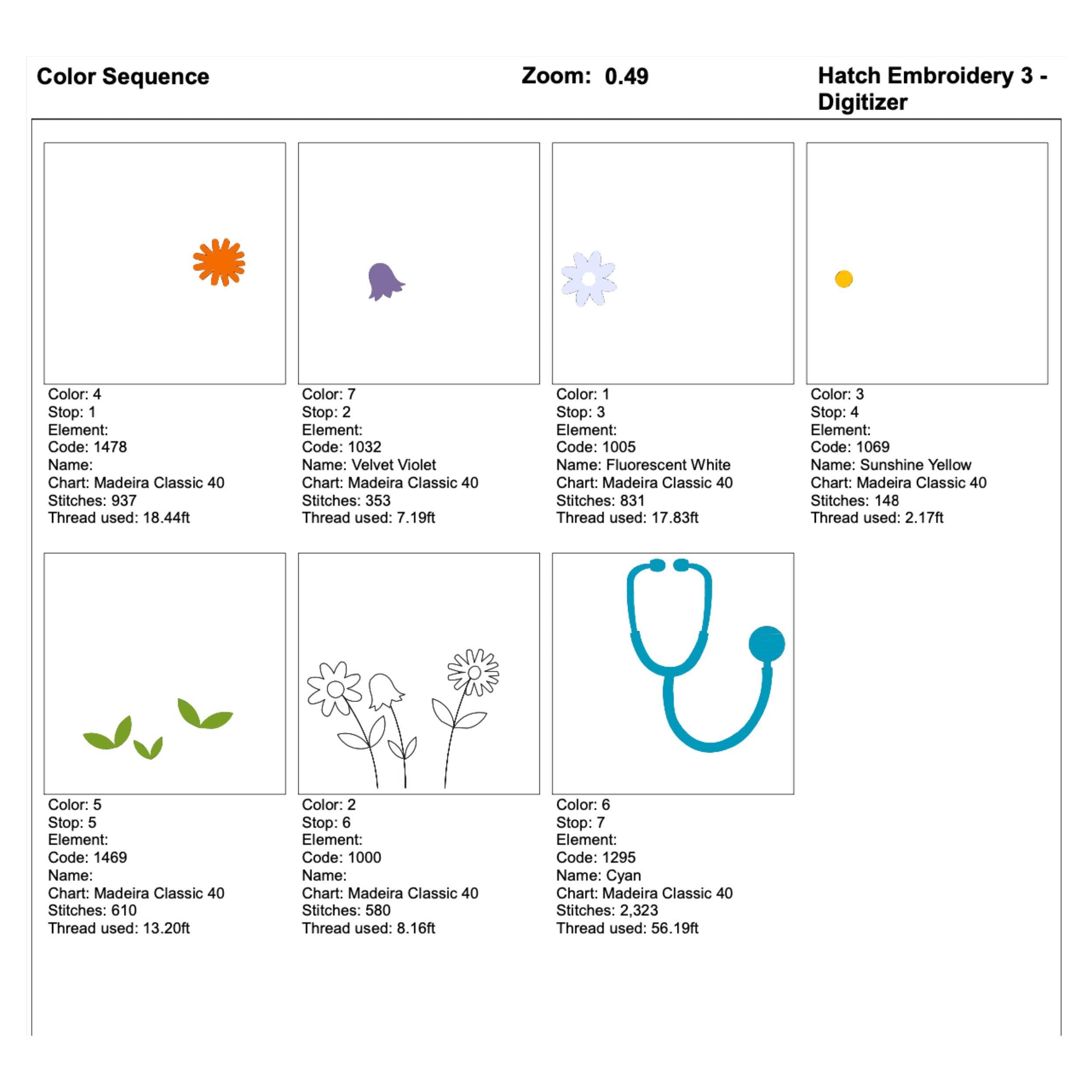 Floral Stethoscope Machine Embroidery Design mockup preview 9