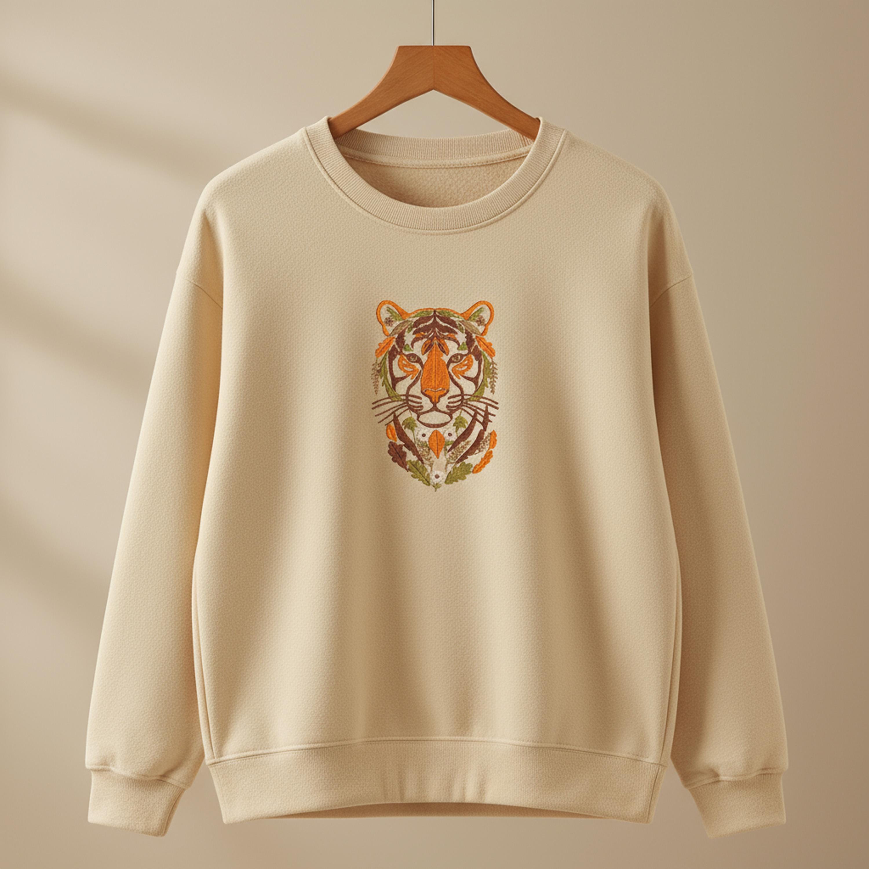 Floral Tiger Head Machine Embroidery Design mockup preview 8