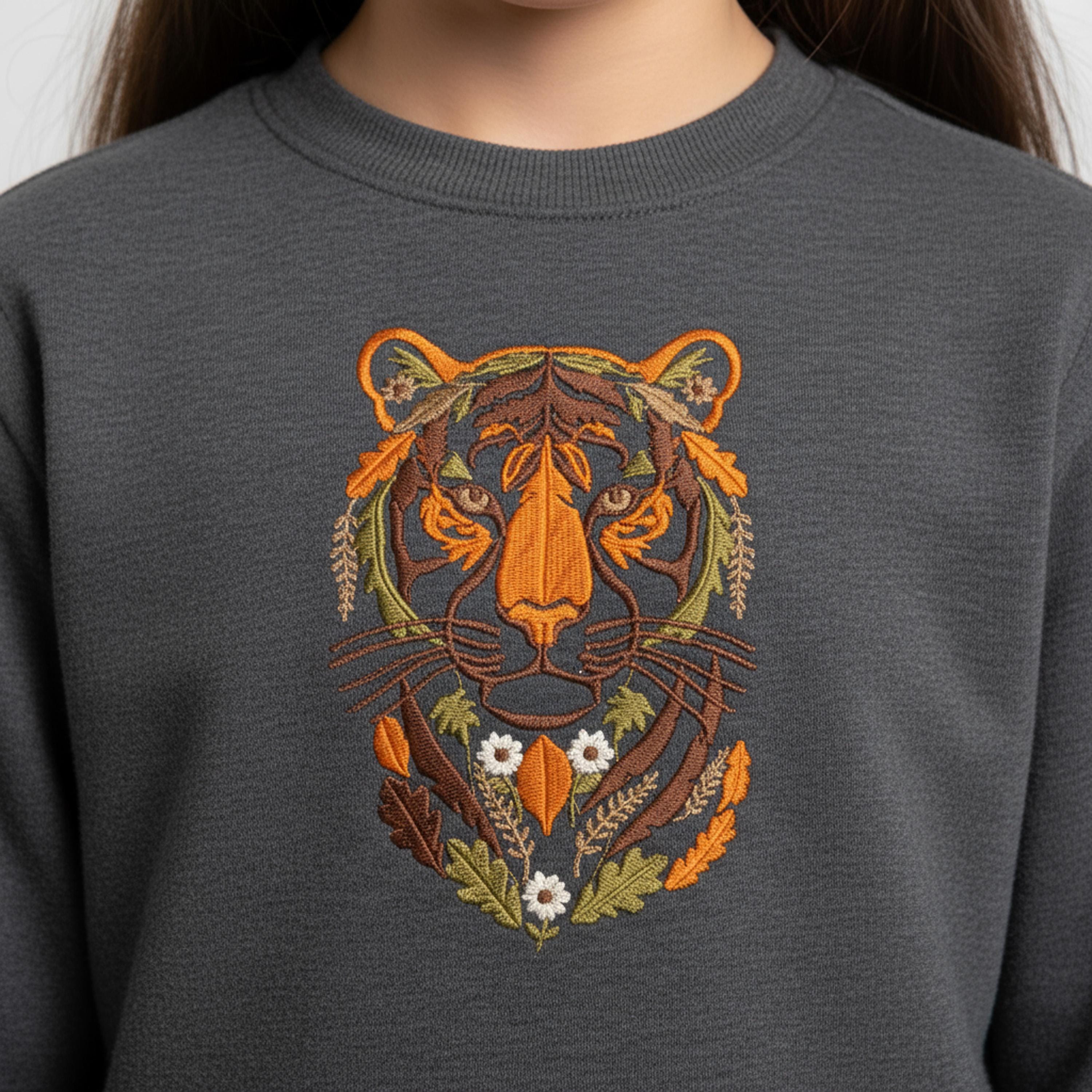 Floral Tiger Head Machine Embroidery Design mockup preview 9