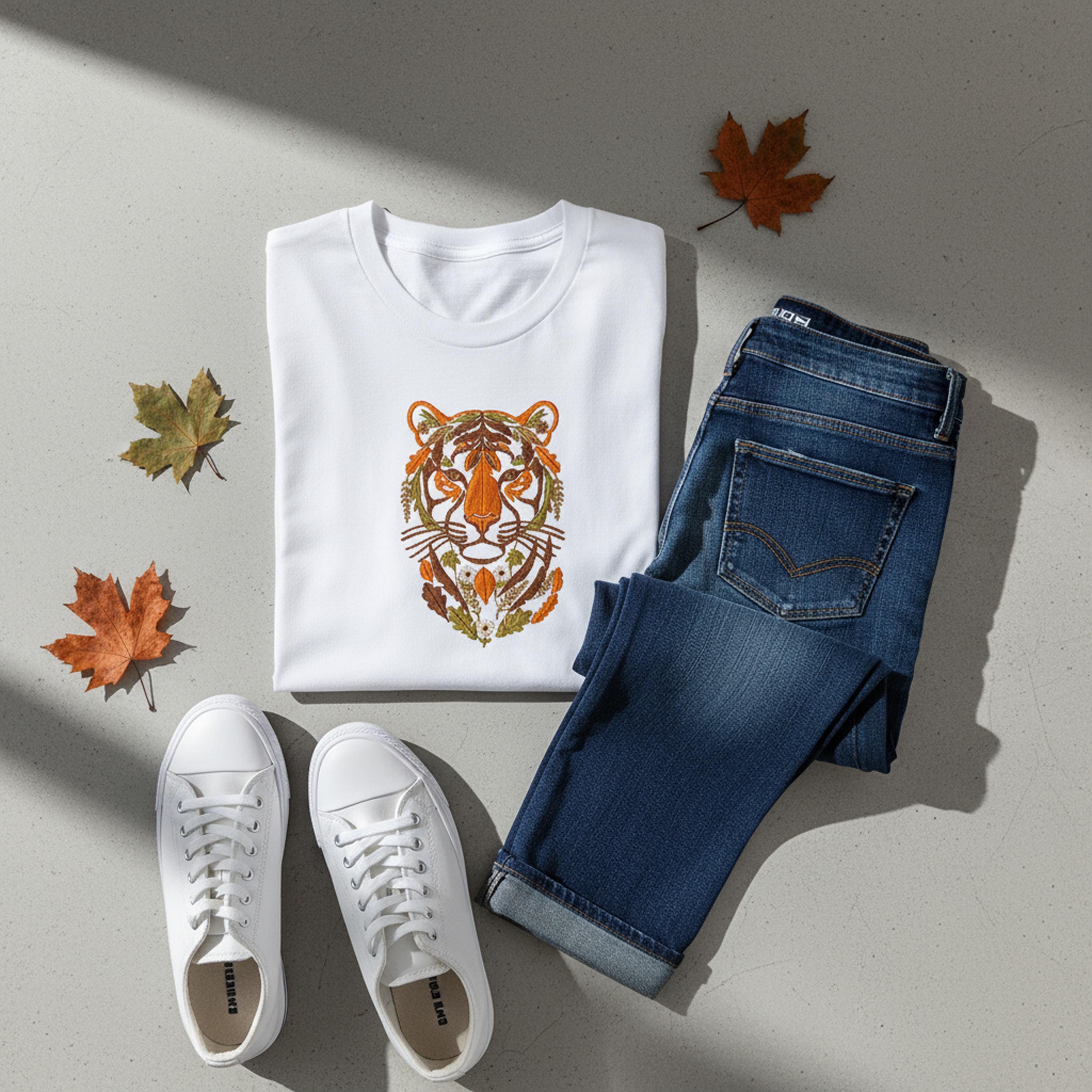 Floral Tiger Head Machine Embroidery Design worksheet