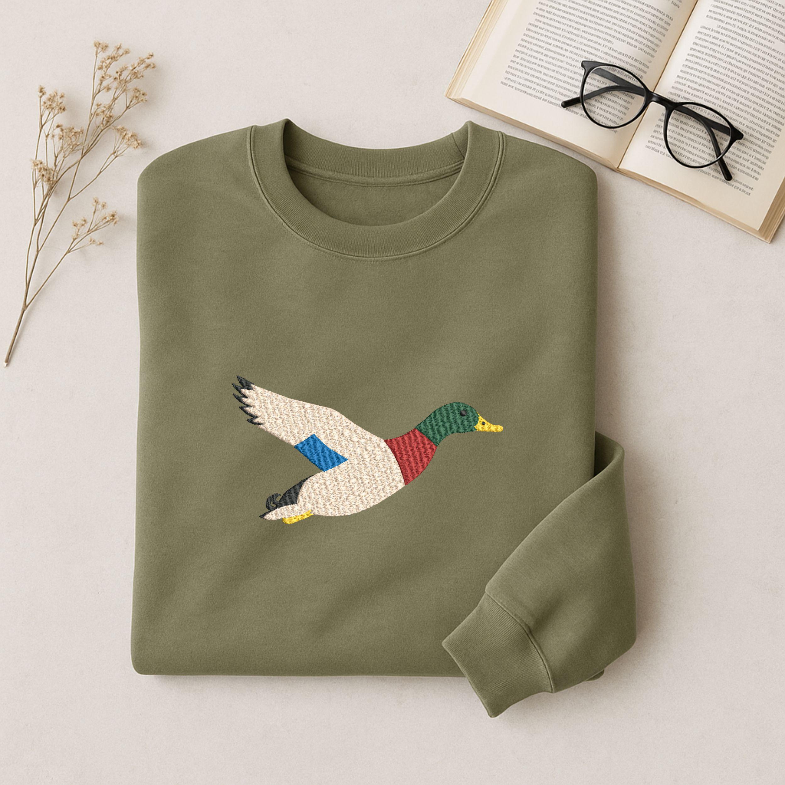 Flying Mallard Duck Machine Embroidery Design main preview
