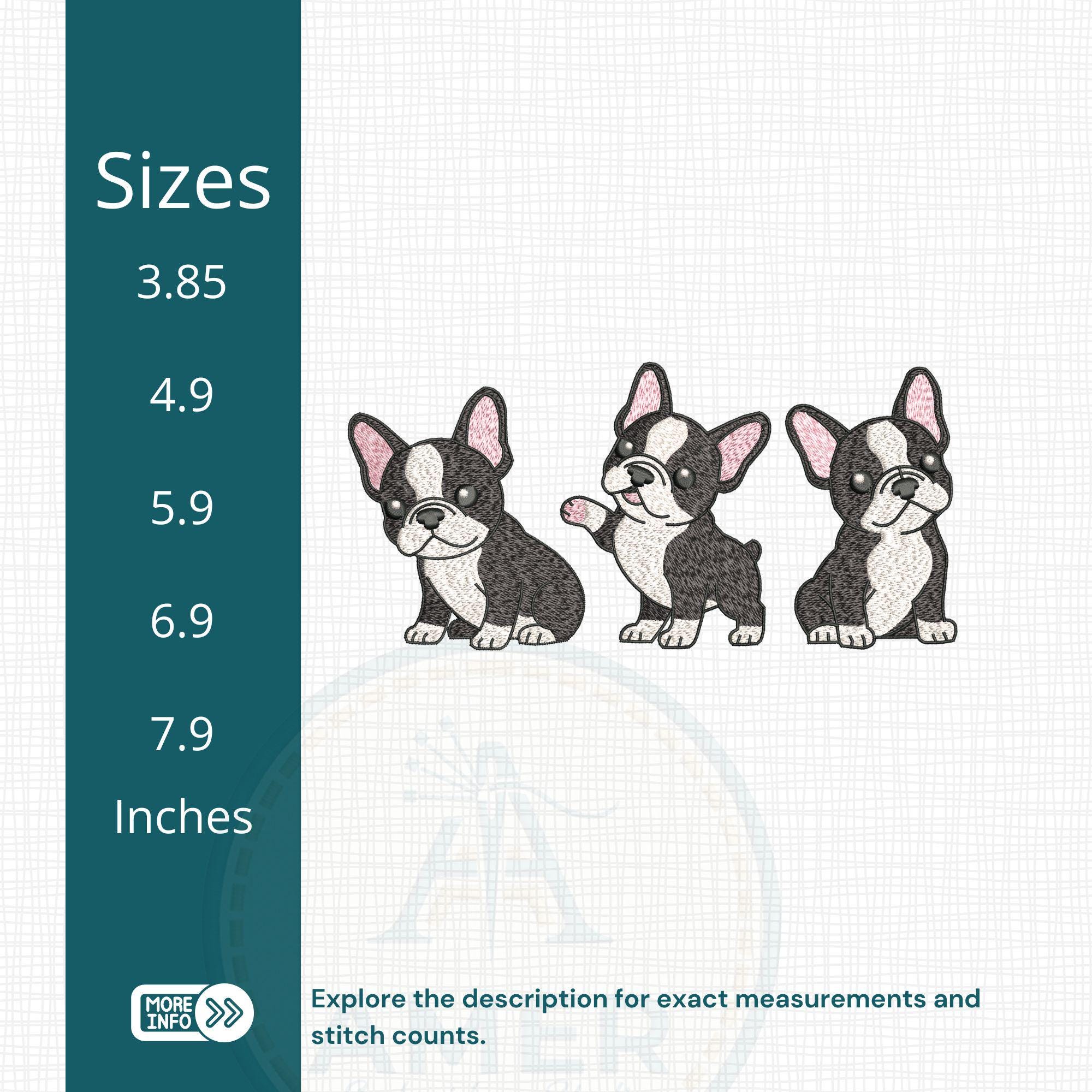 French Bulldog Trio Machine Embroidery Design mockup preview 2