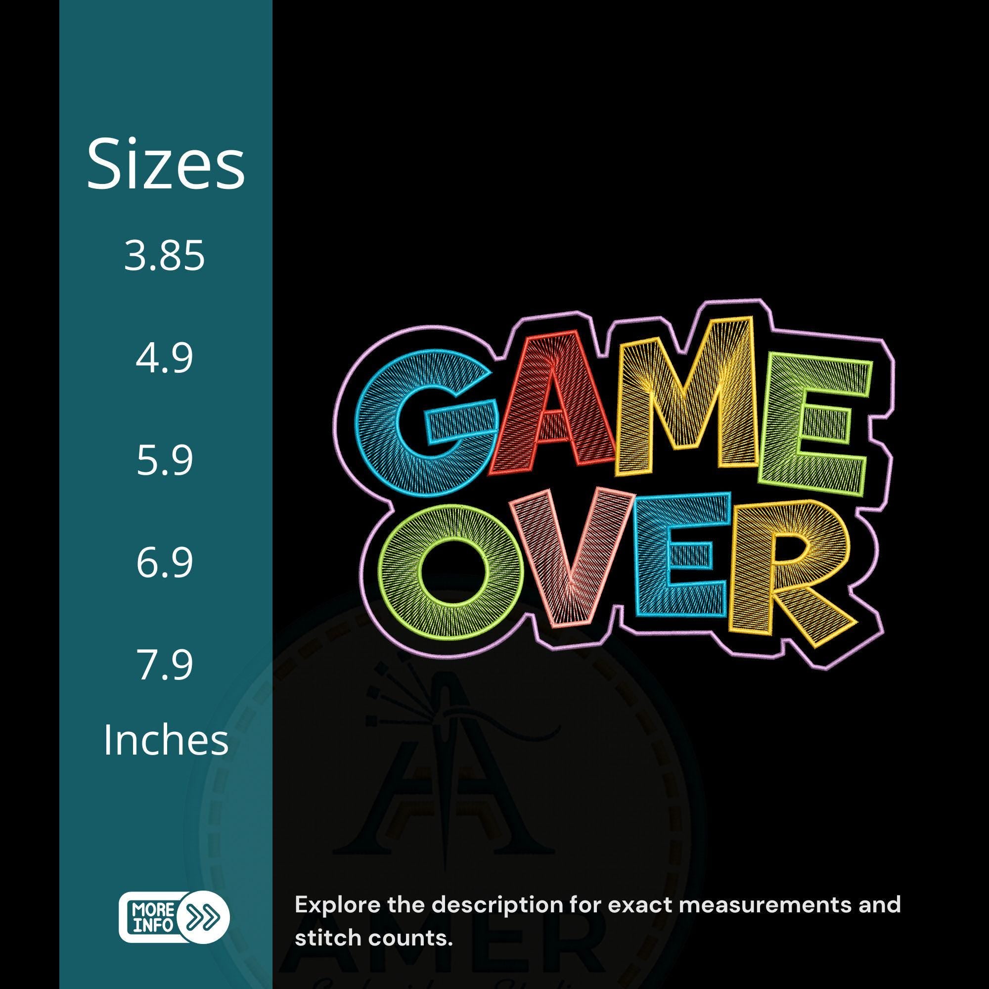 Game Over Gamer Machine Embroidery Design mockup preview 2