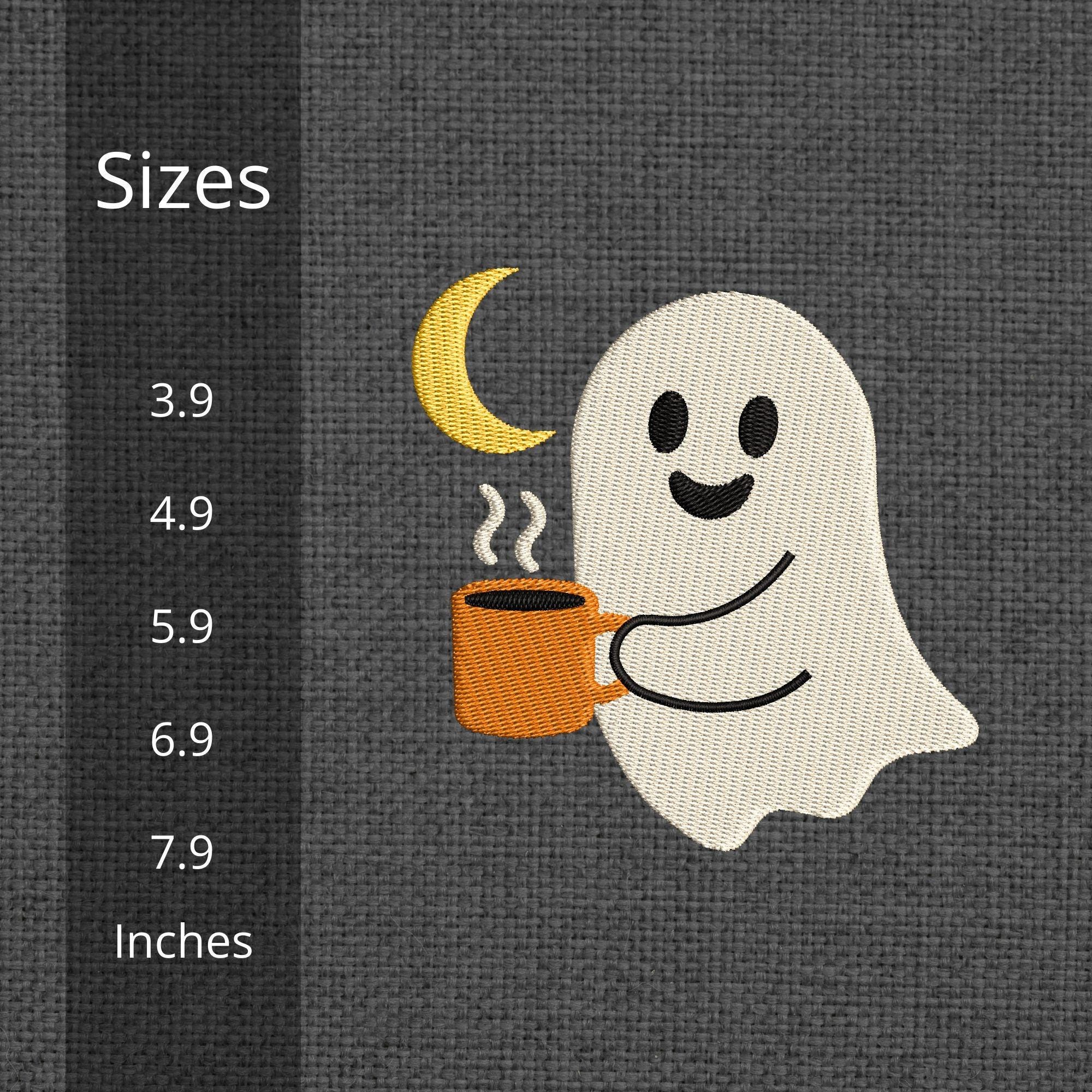 Ghost Drinking Coffee Halloween Embroidery mockup preview 2