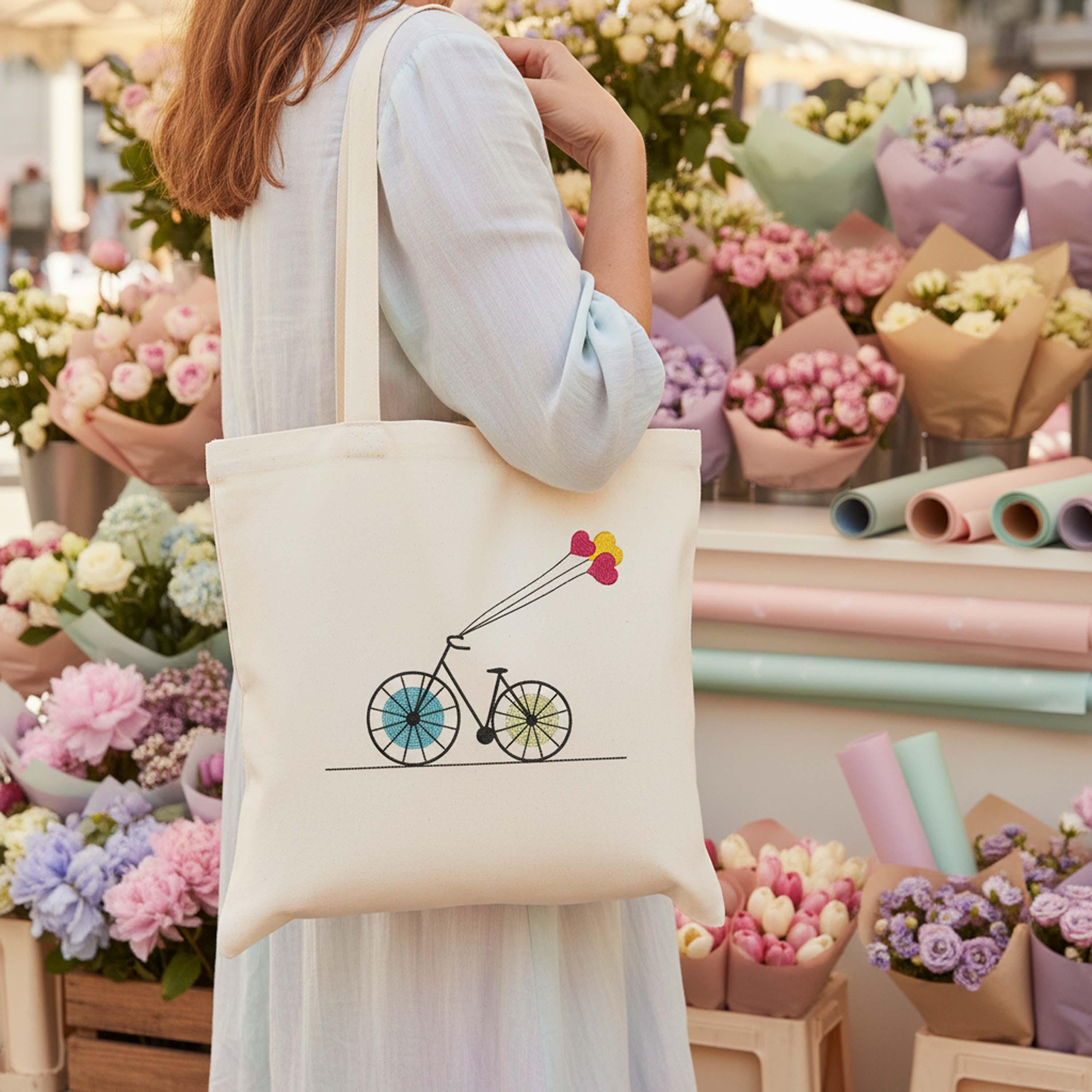 Heart Balloon Bicycle Machine Embroidery Design main preview