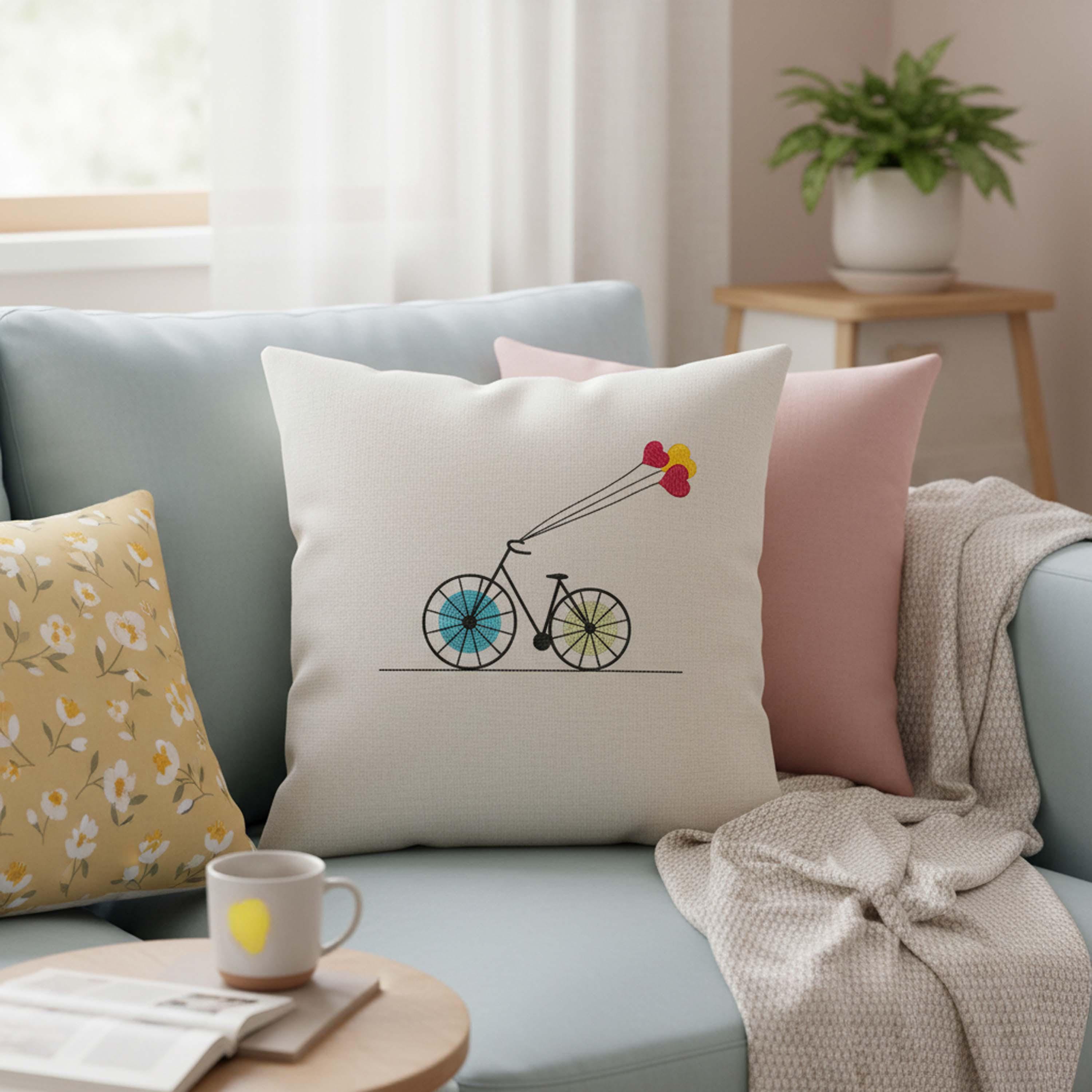 Heart Balloon Bicycle Machine Embroidery Design mockup preview 8
