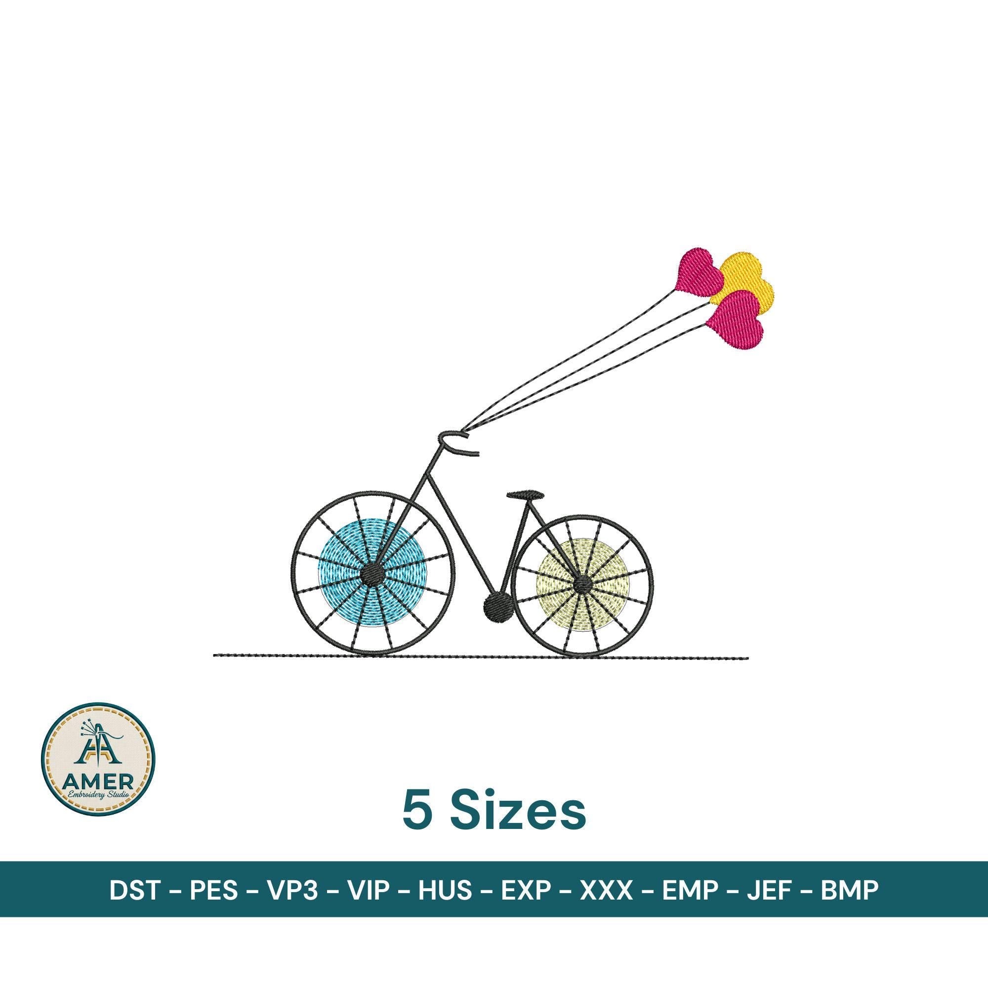 size chart for Heart Balloon Bicycle Machine Embroidery Design