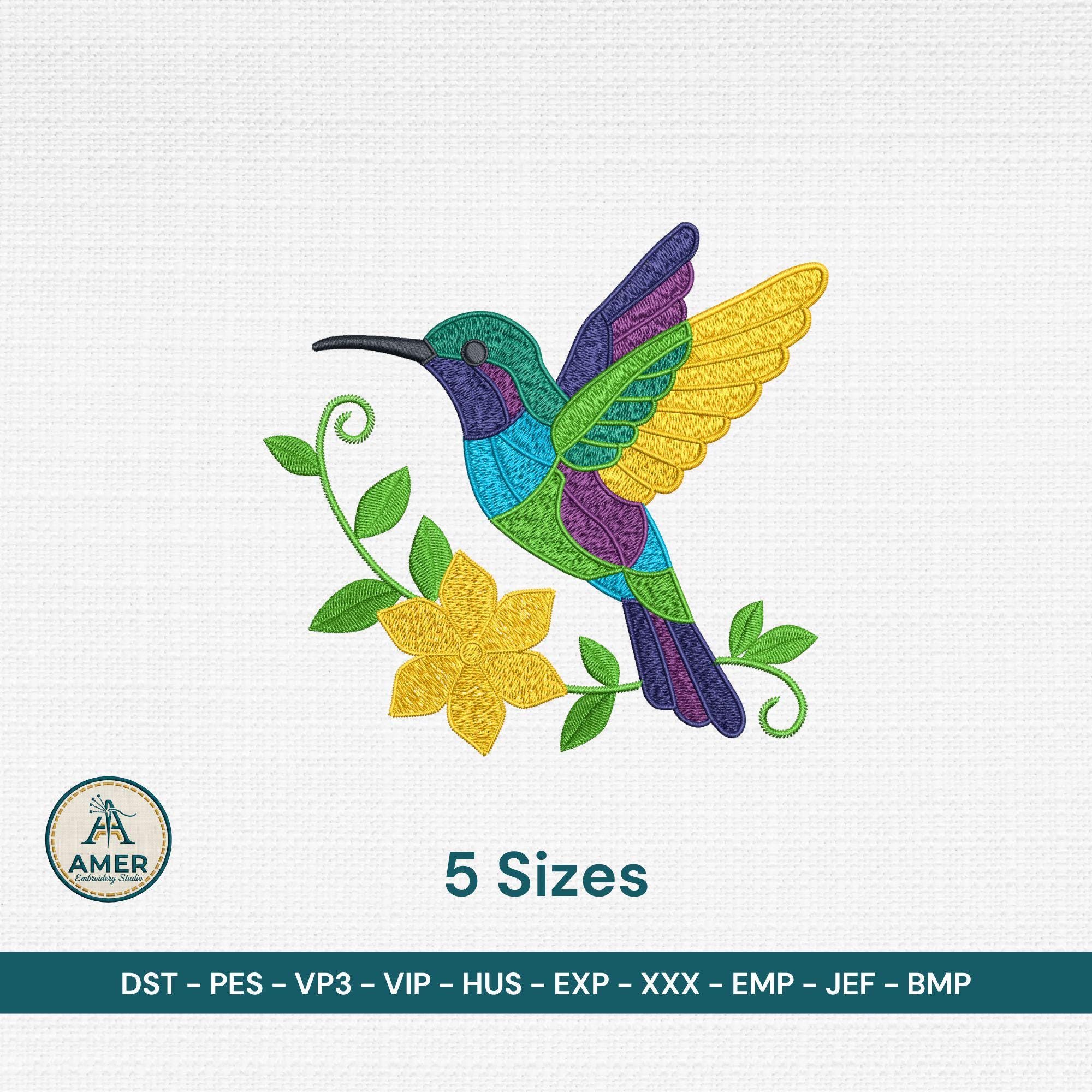 Hummingbird With Flower Embroidery mockup preview 2