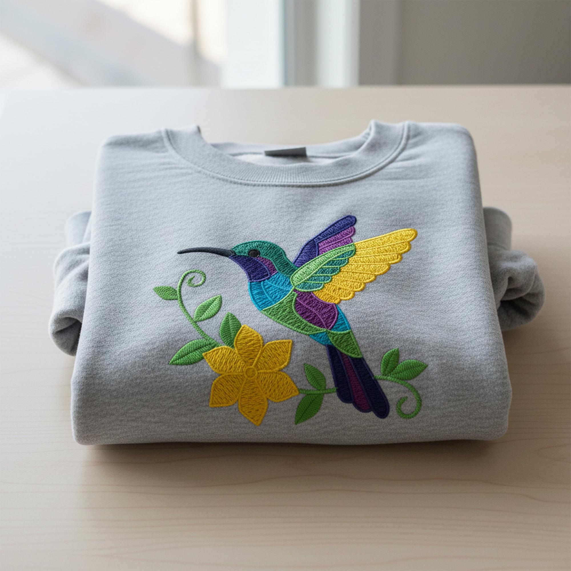 size chart for Hummingbird With Flower Embroidery