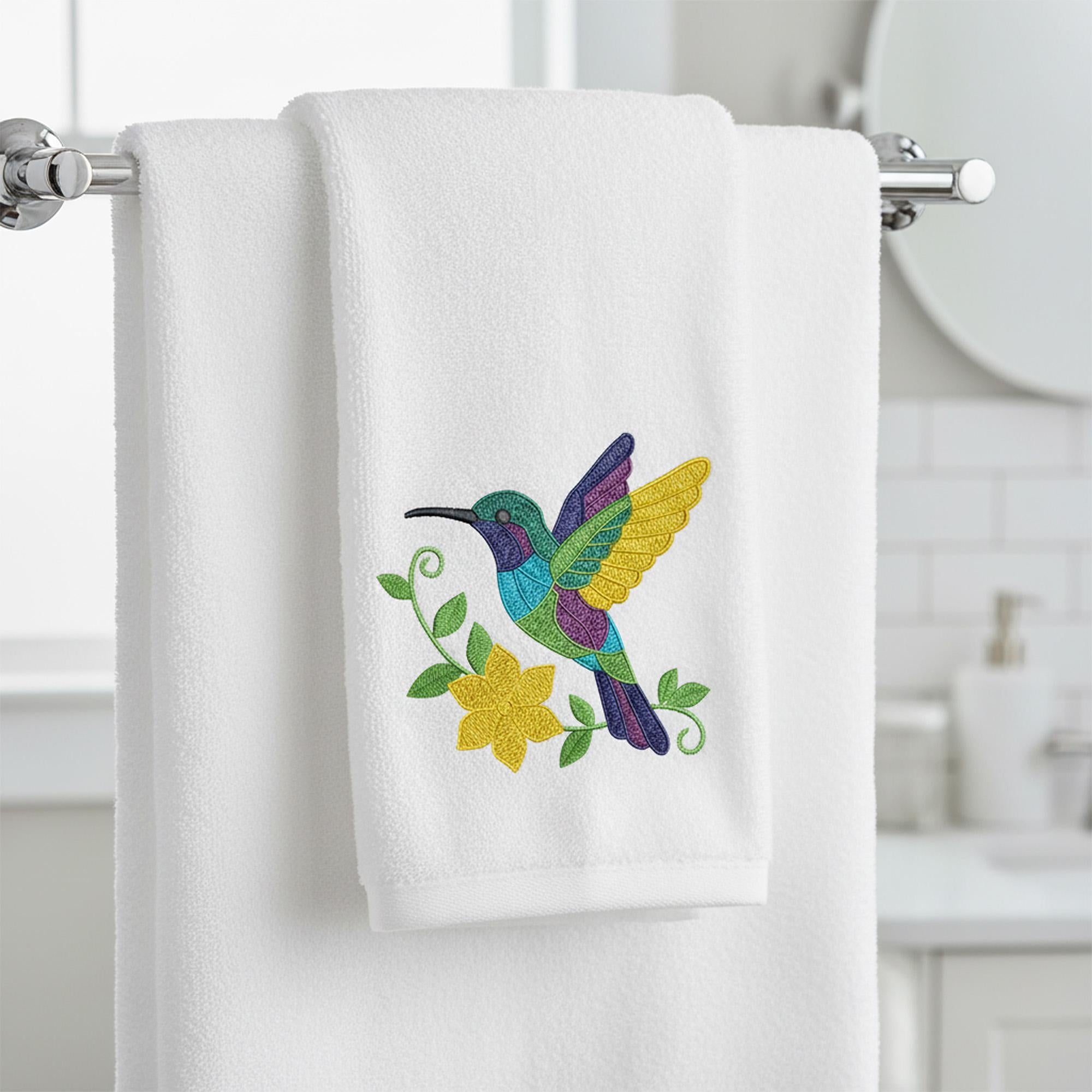 Hummingbird With Flower Embroidery worksheet