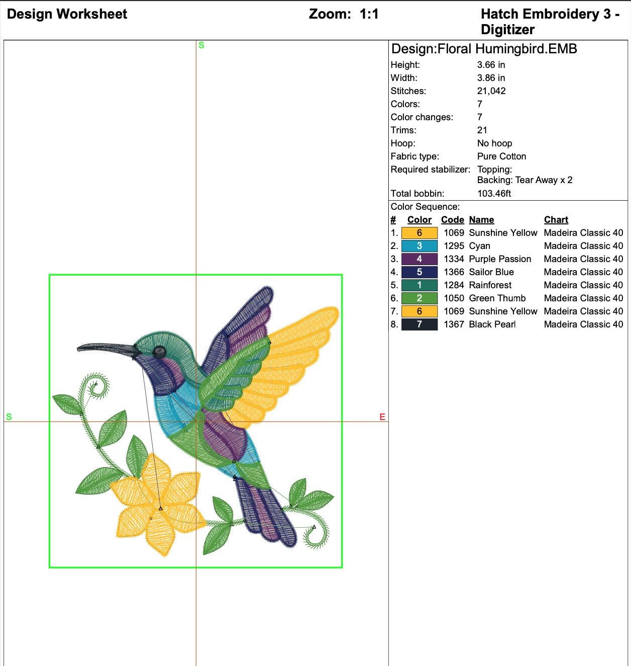 Hummingbird Embroidery Design, Colorful Bird with Flower Machine Embroidery Design - Image 10
