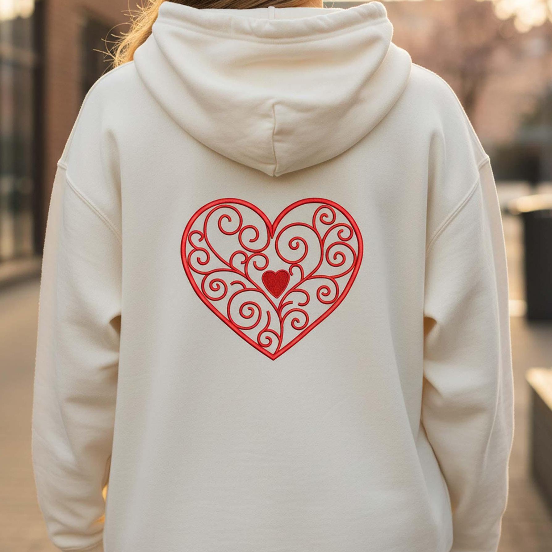 Filigree Heart Swirl Embroidery Design, Valentine Machine Embroidery - Image 5
