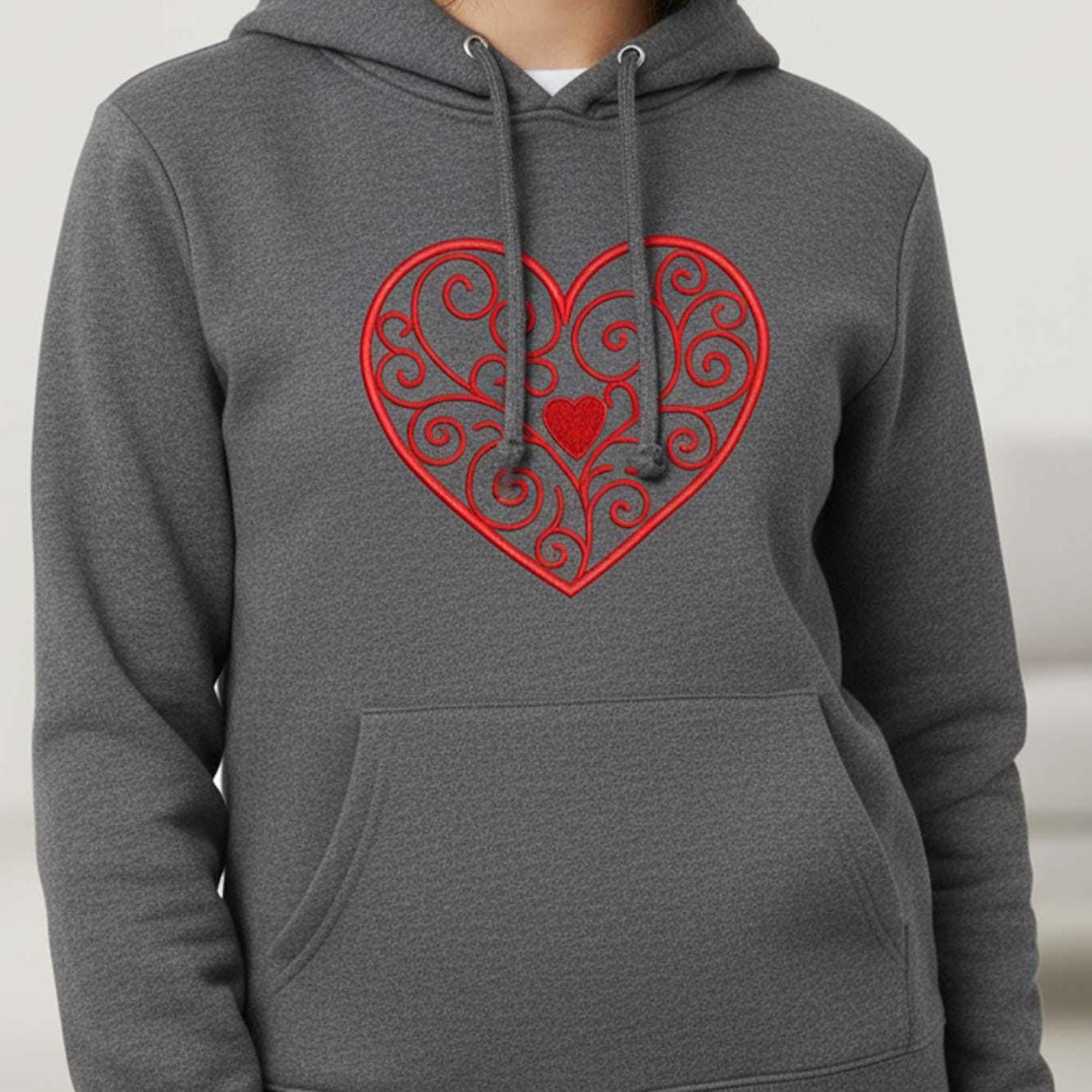 Filigree Heart Swirl Embroidery Design, Valentine Machine Embroidery - Image 6