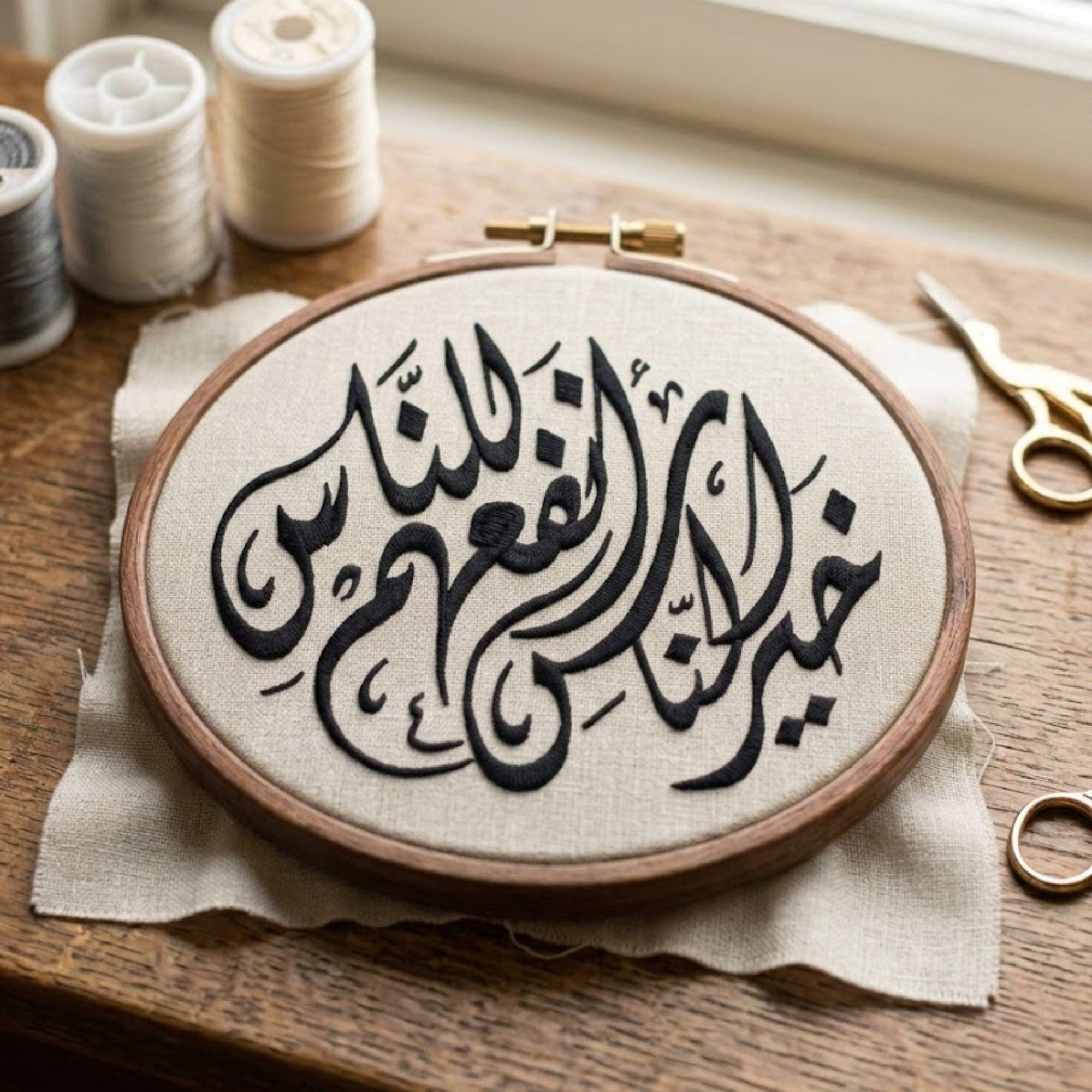 Arabic Calligraphy Embroidery Design, Islamic Art Machine Embroidery