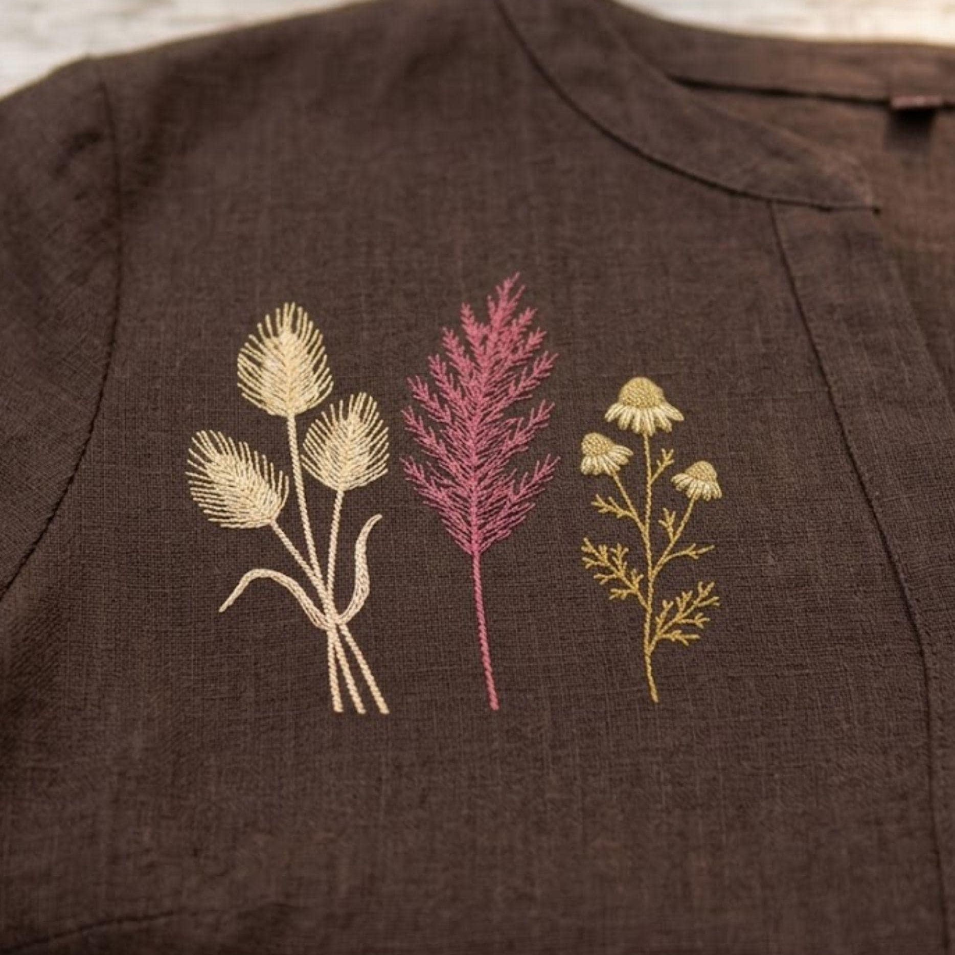 Delicate Meadow Grass & Wildflower Machine Embroidery Design