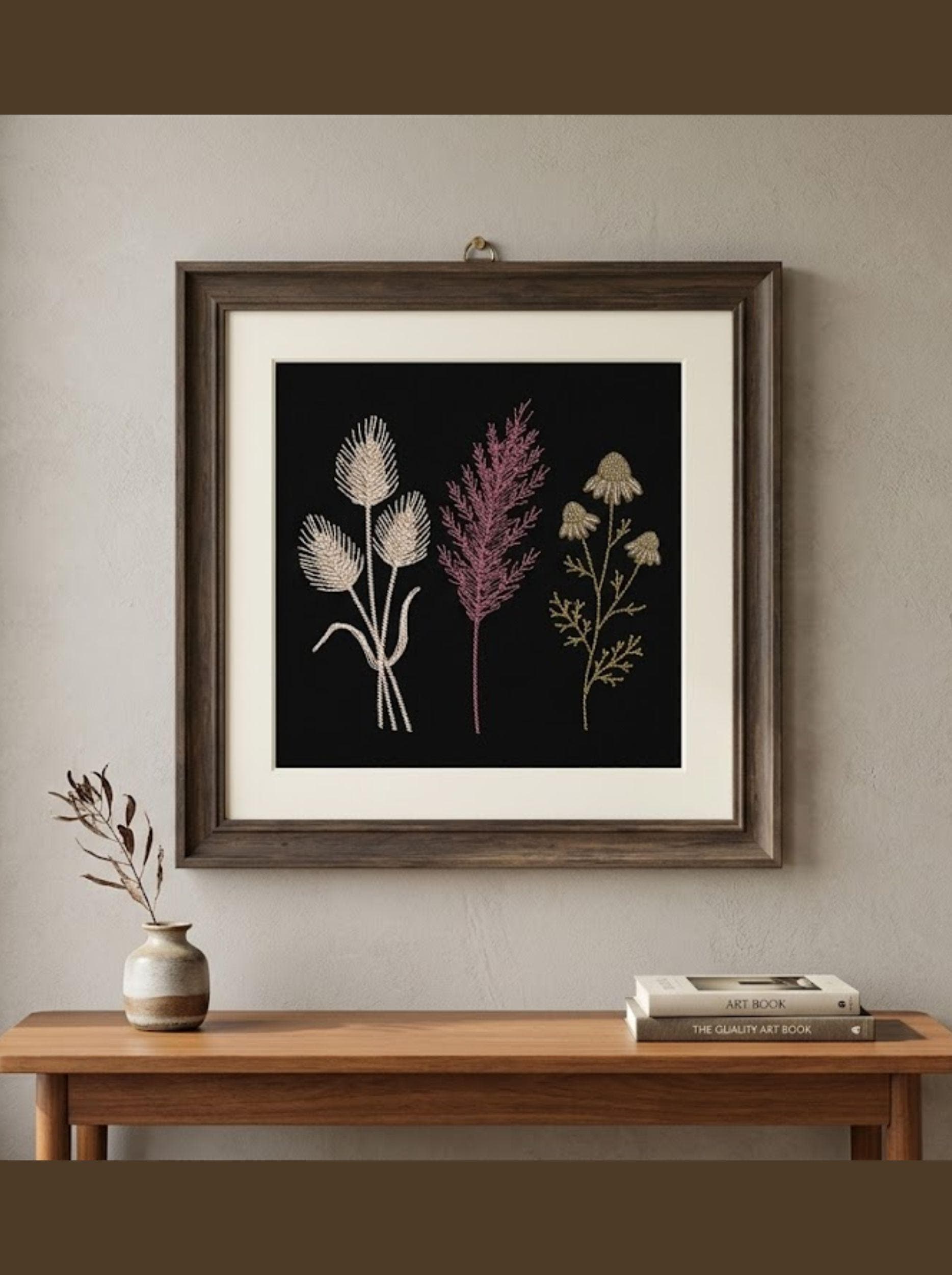 Delicate Meadow Grass & Wildflower Machine Embroidery Design