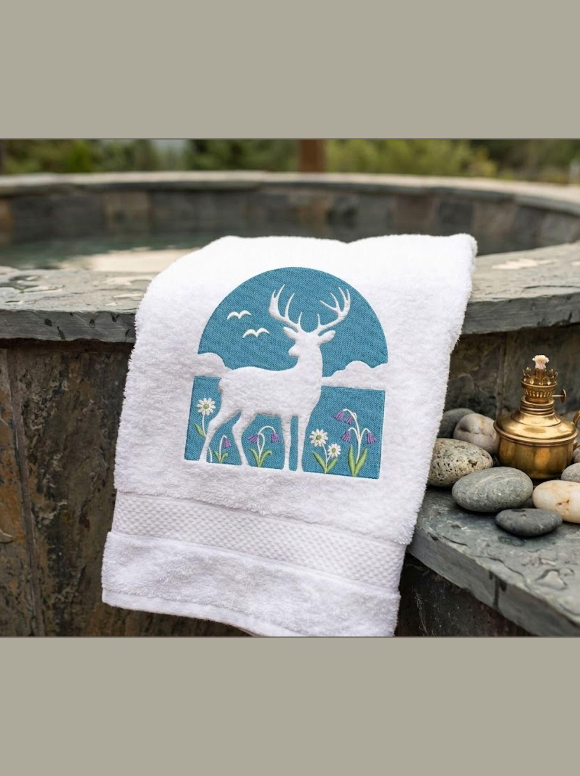 Embossed Embroidery Deer Silhouette Design