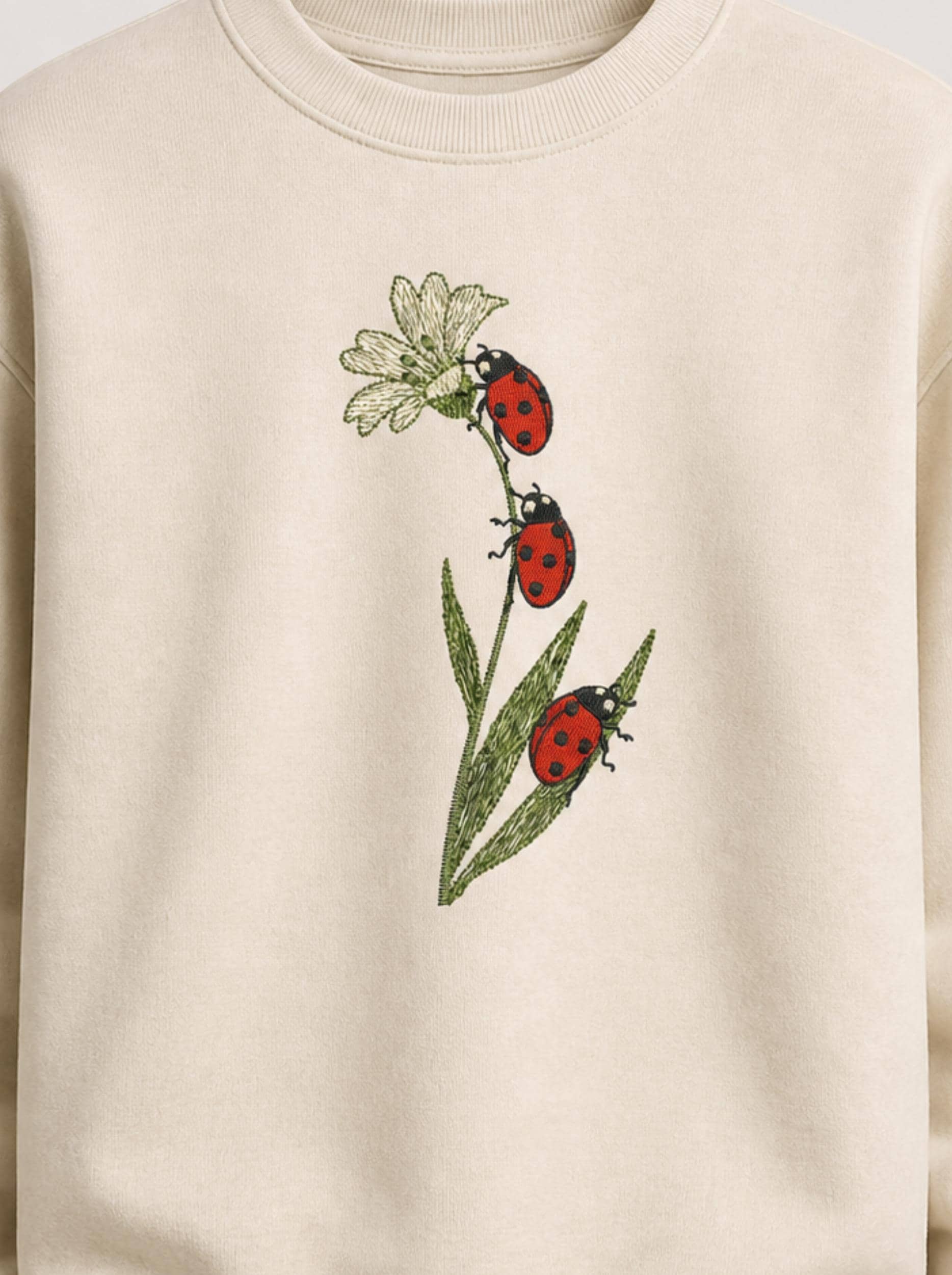 Ladybug Floral Embroidery Design