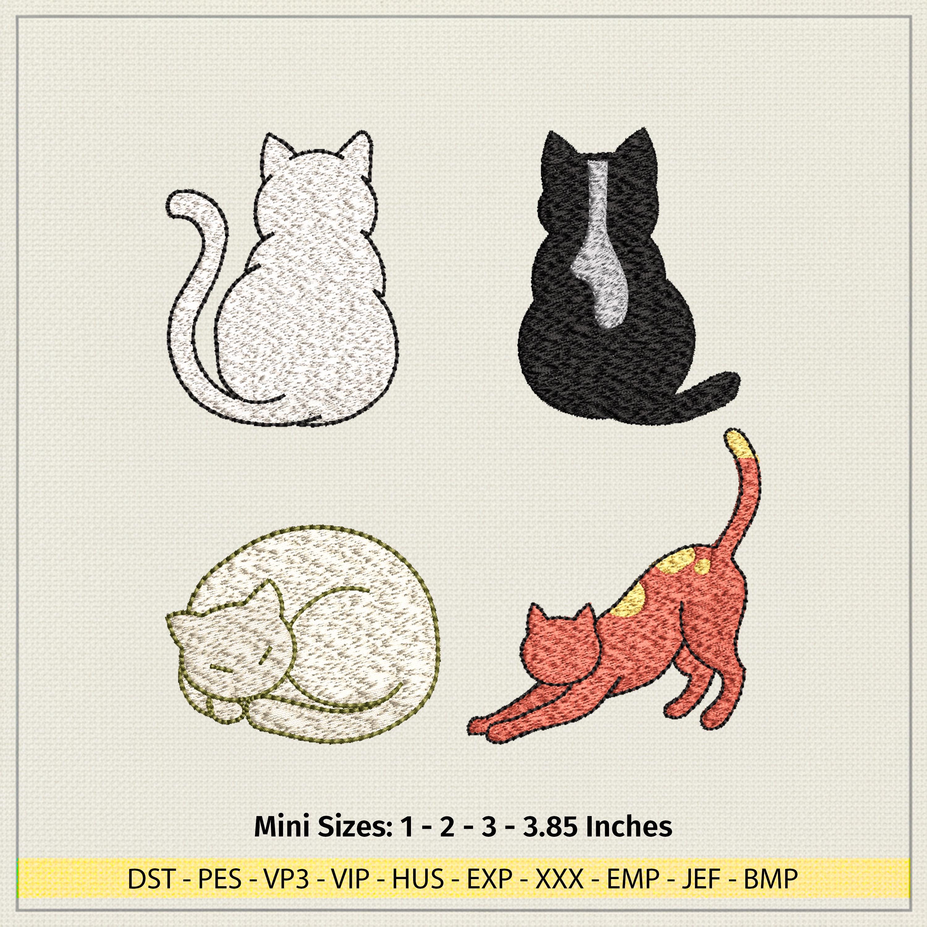 size chart for Mini Cat Set Machine Embroidery Design
