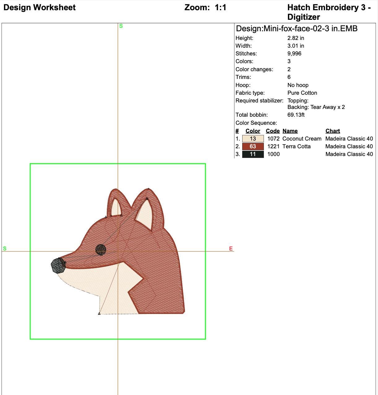 Mini Fox Head Machine Embroidery Design mockup preview 8