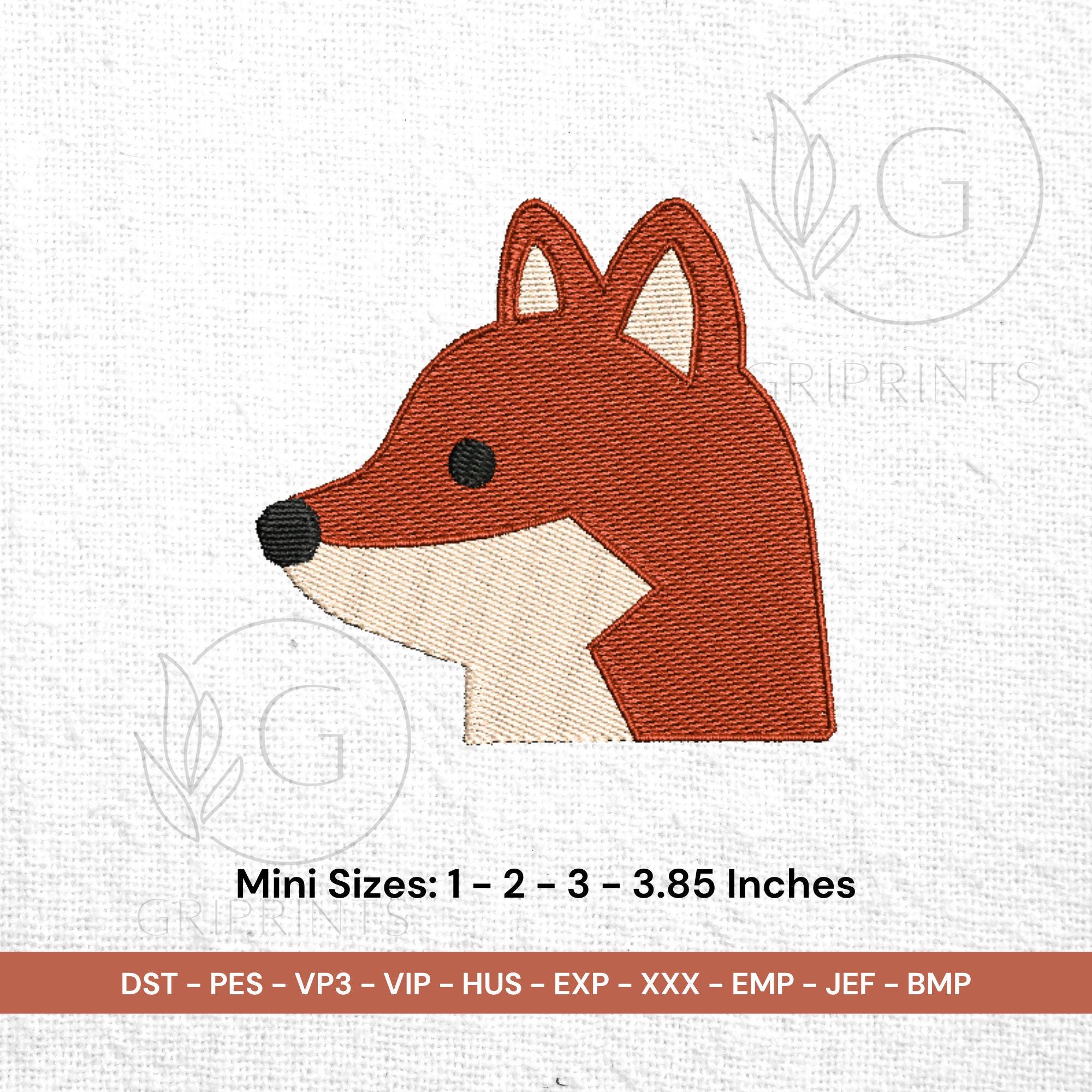 size chart for Mini Fox Head Machine Embroidery Design