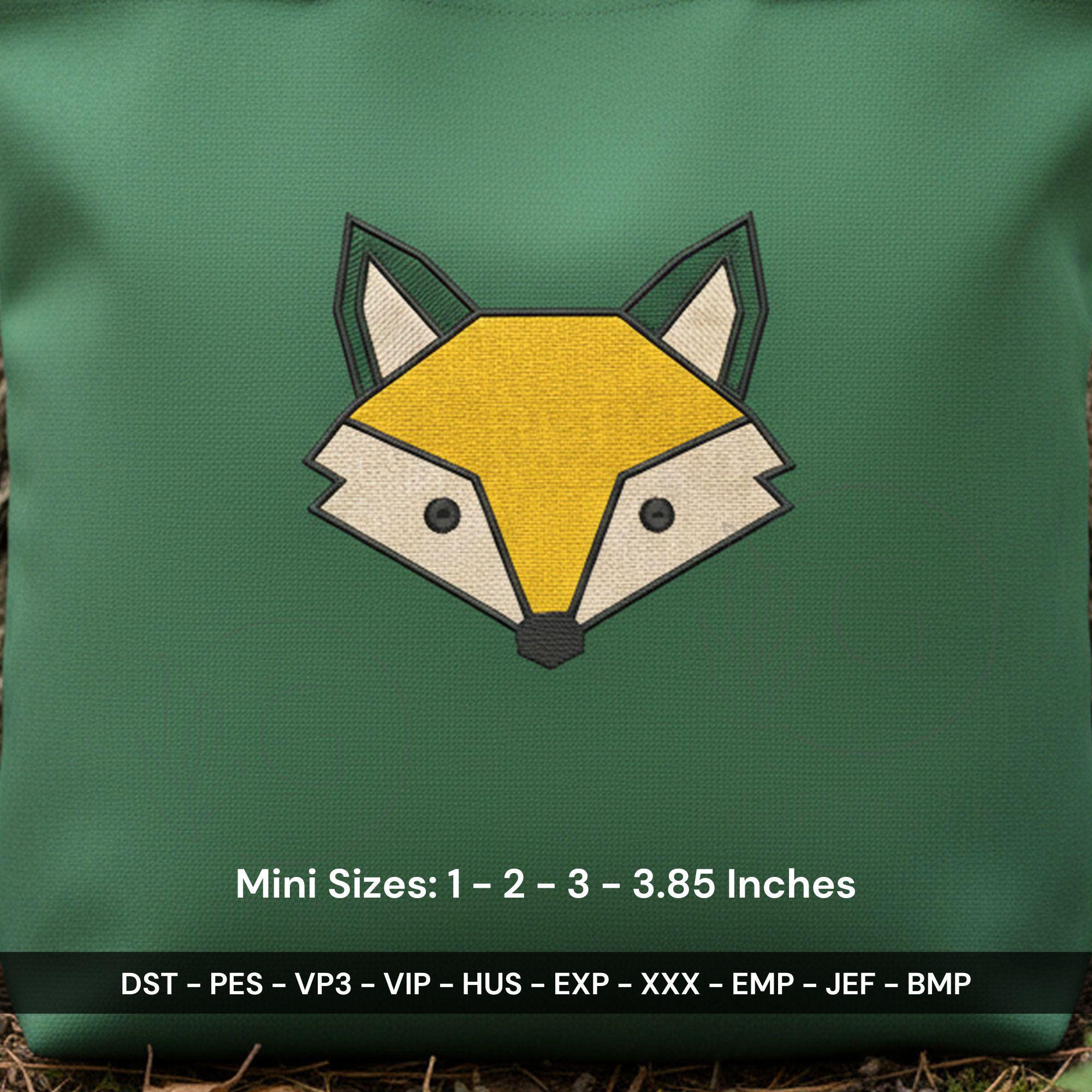 size chart for Mini Geometric Fox Machine Embroidery Design