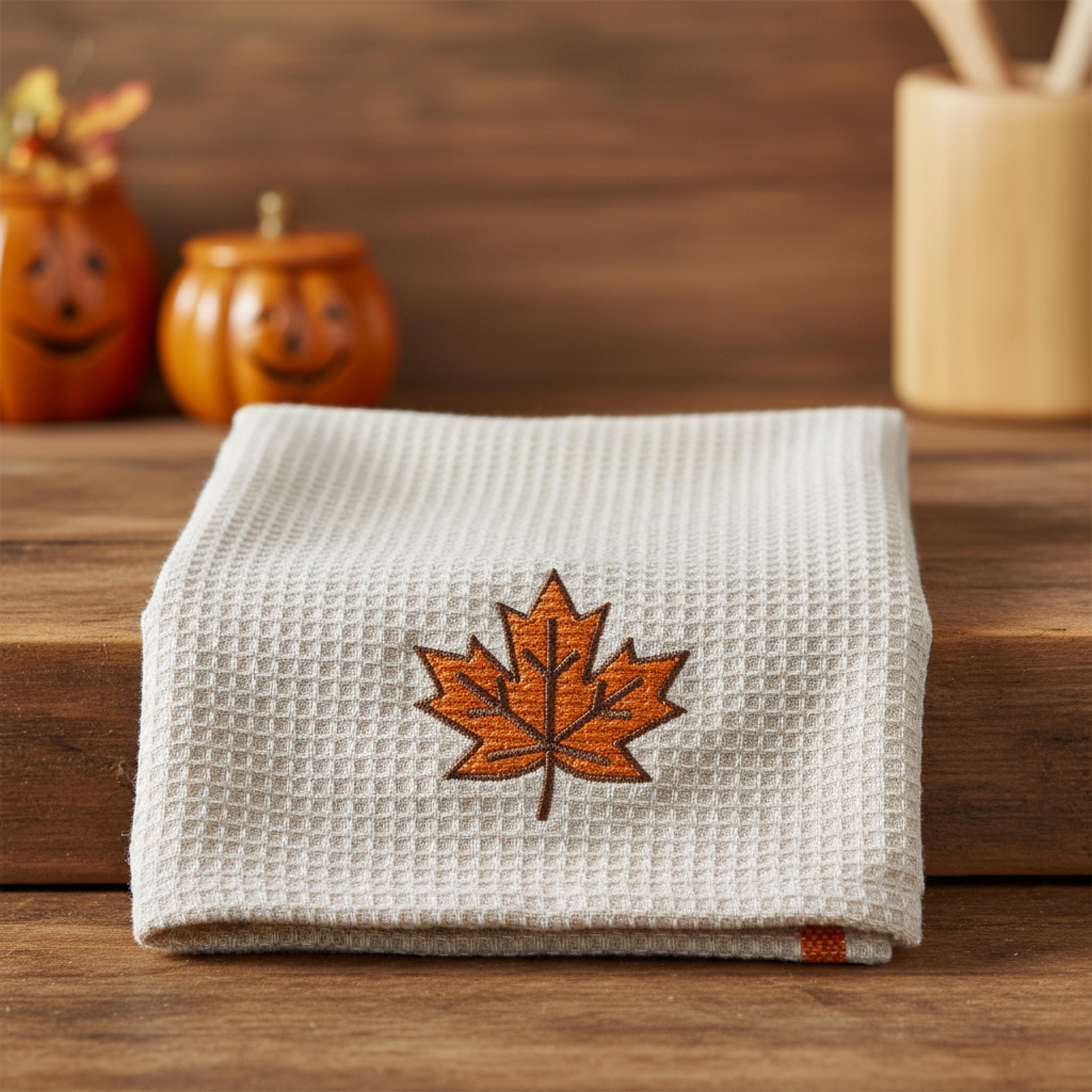 close-up preview of Mini Maple Leaf Machine Embroidery