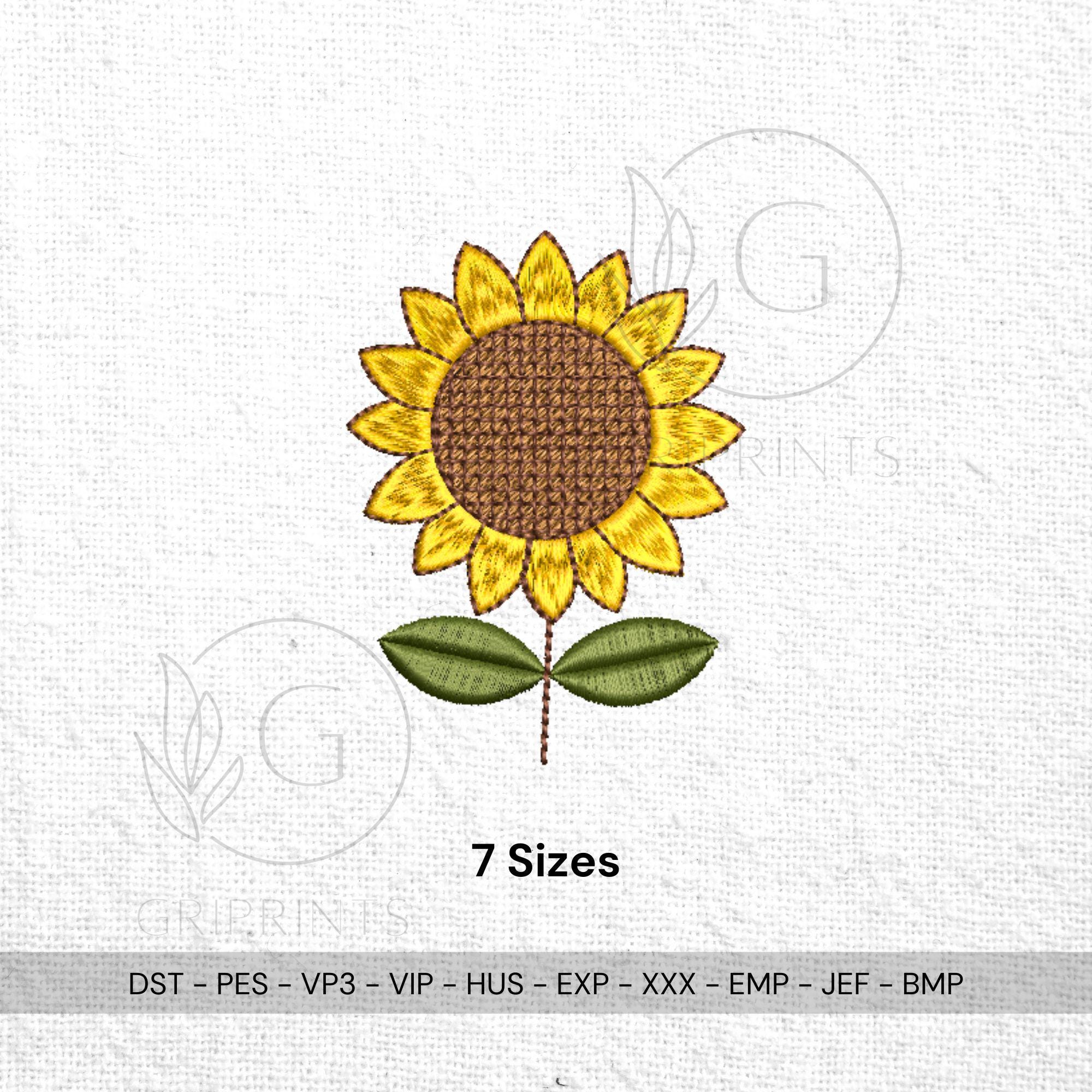 size chart for Mini Sunflower Machine Embroidery Design