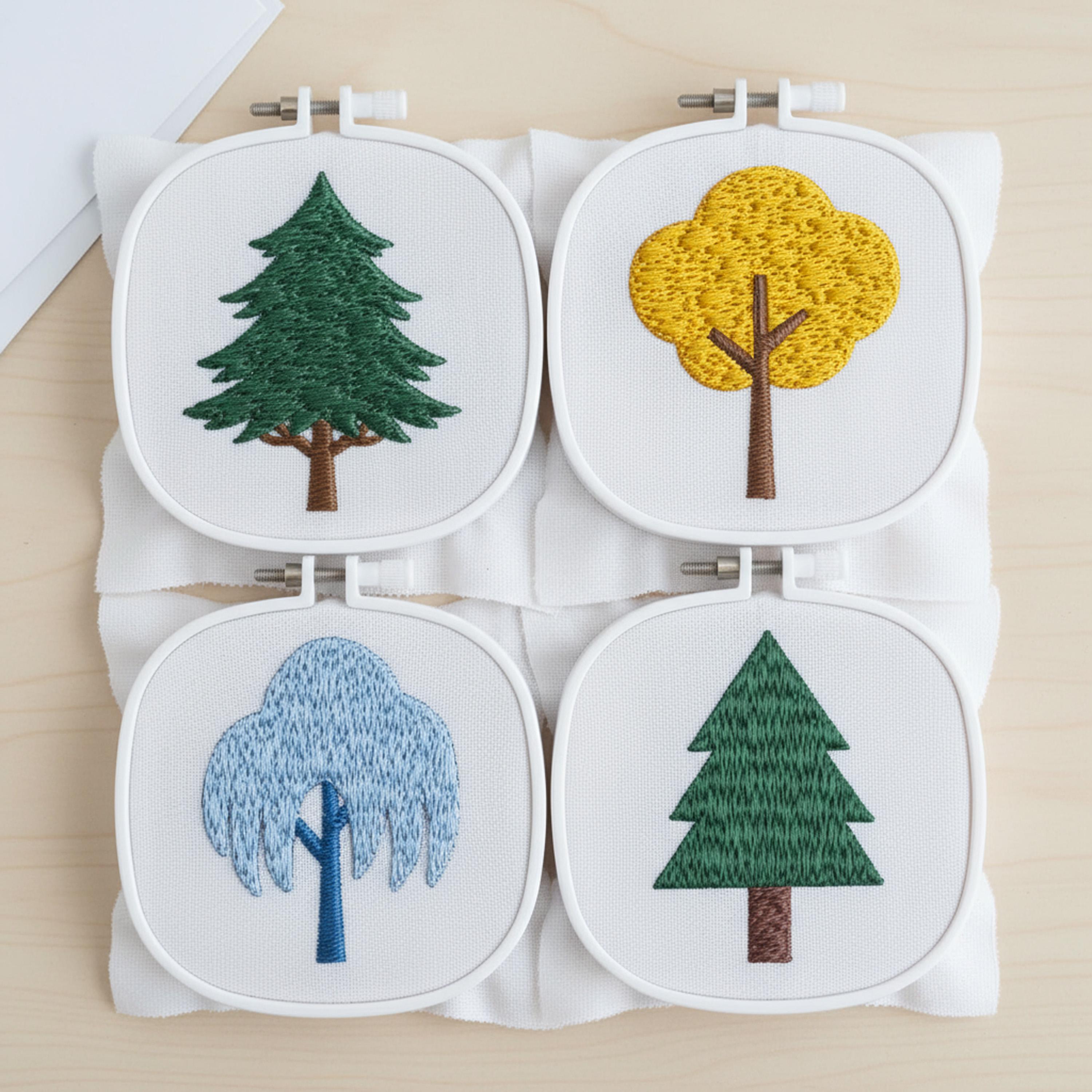 Mini Tree Set Machine Embroidery Design mockup preview 2