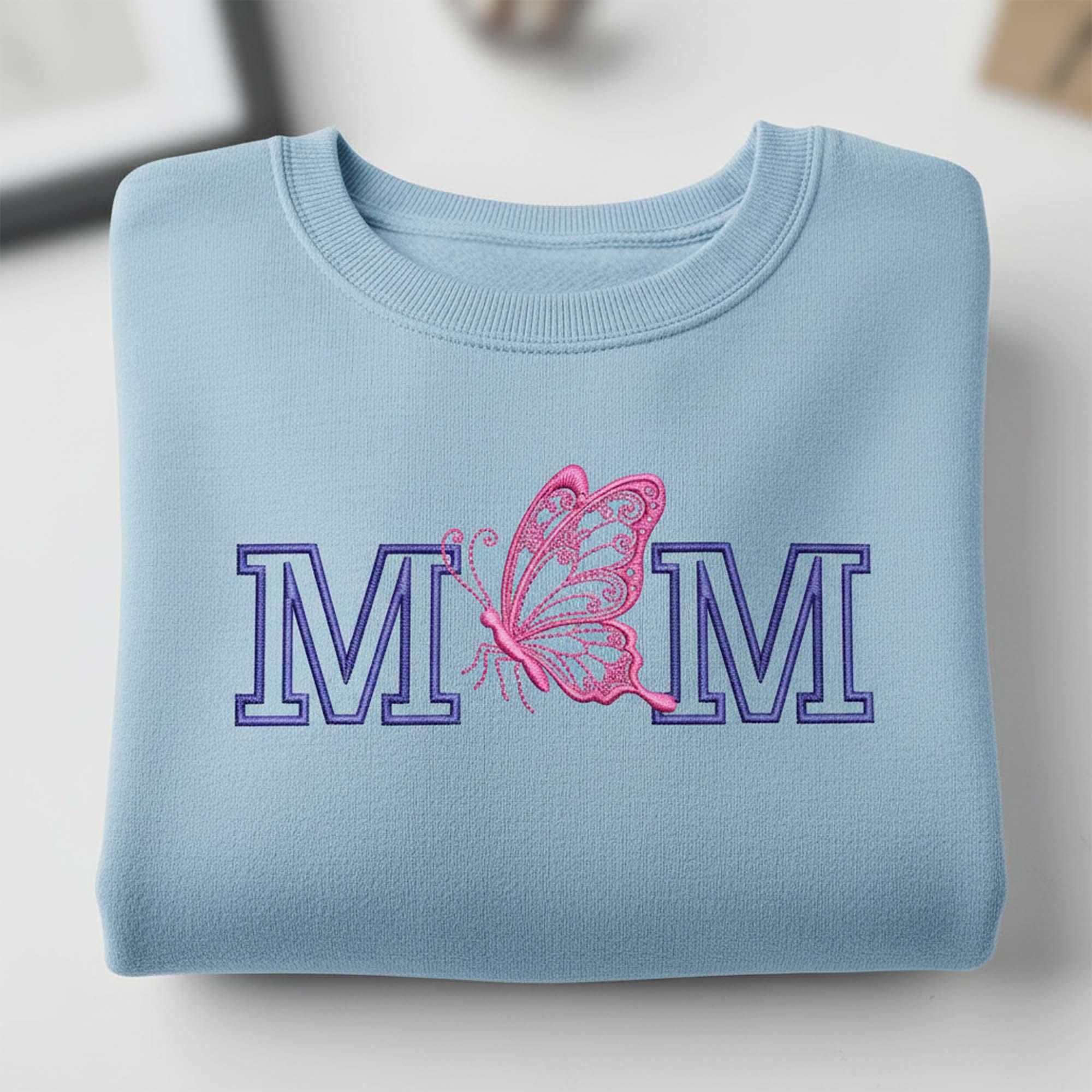 Mom Butterfly Monogram Machine Embroidery Design main preview