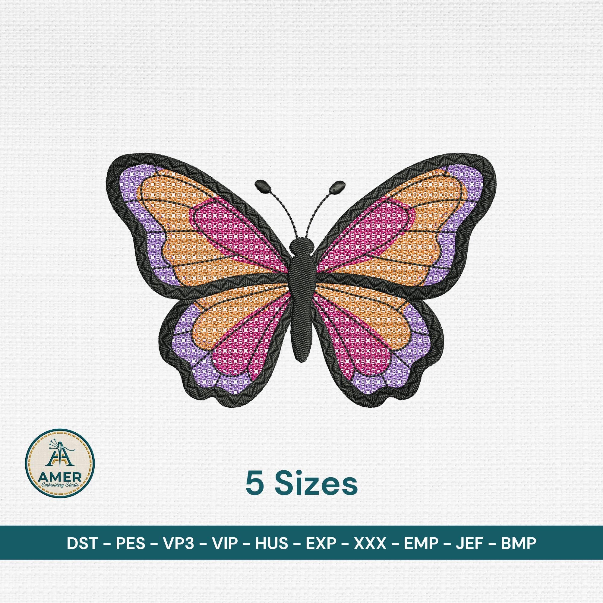 size chart for Monarch Butterfly Embroidery Design