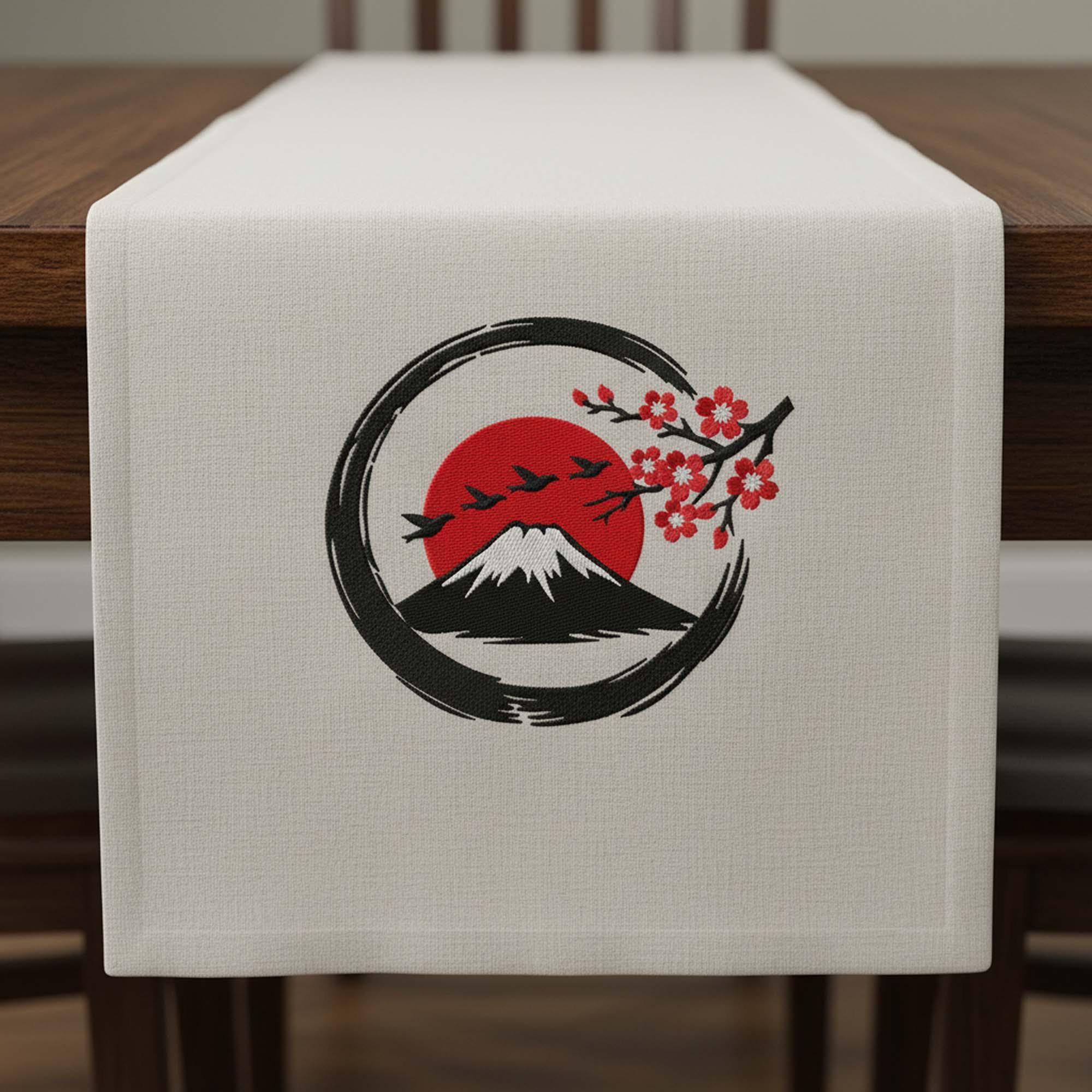Mount Fuji Cherry Blossom Machine Embroidery Desin mockup preview 2