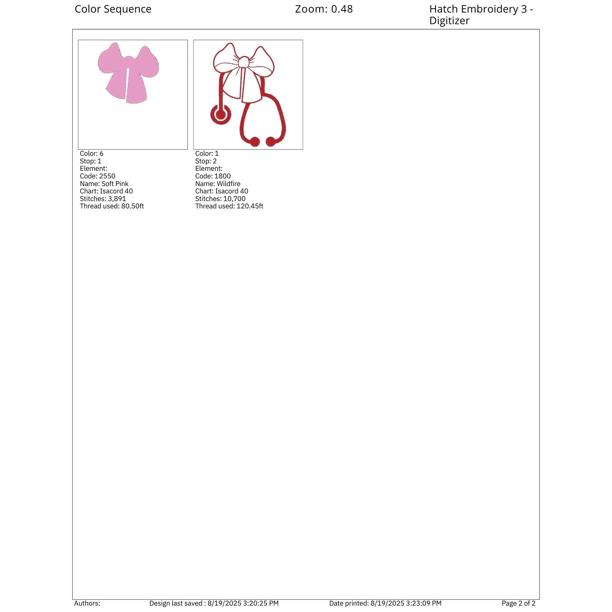 Nurse Stethoscope Bow Machine Embroidery Design mockup preview 7